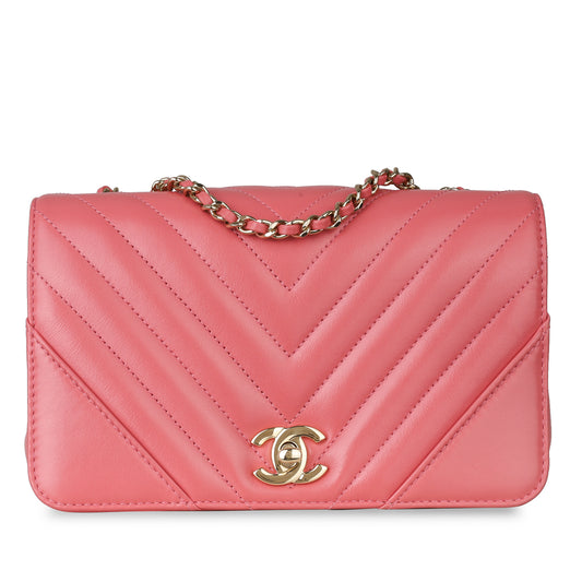 Pink Chevron Flap Bag