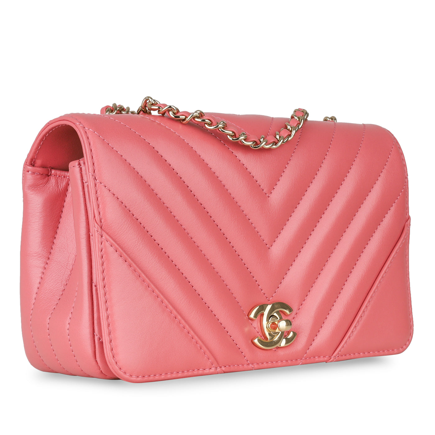 Pink Chevron Flap Bag