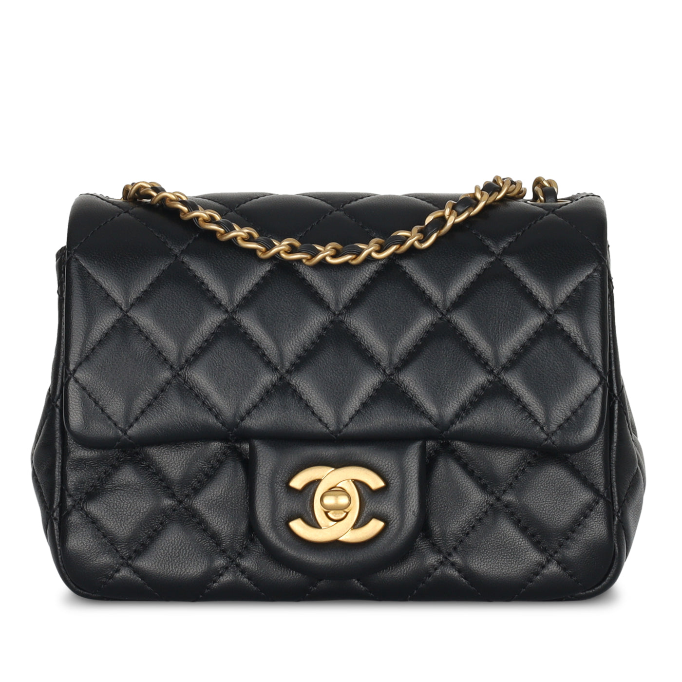 Chanel - Mini Square Pearl Crush Flap Bag - Black Lambskin - GHW