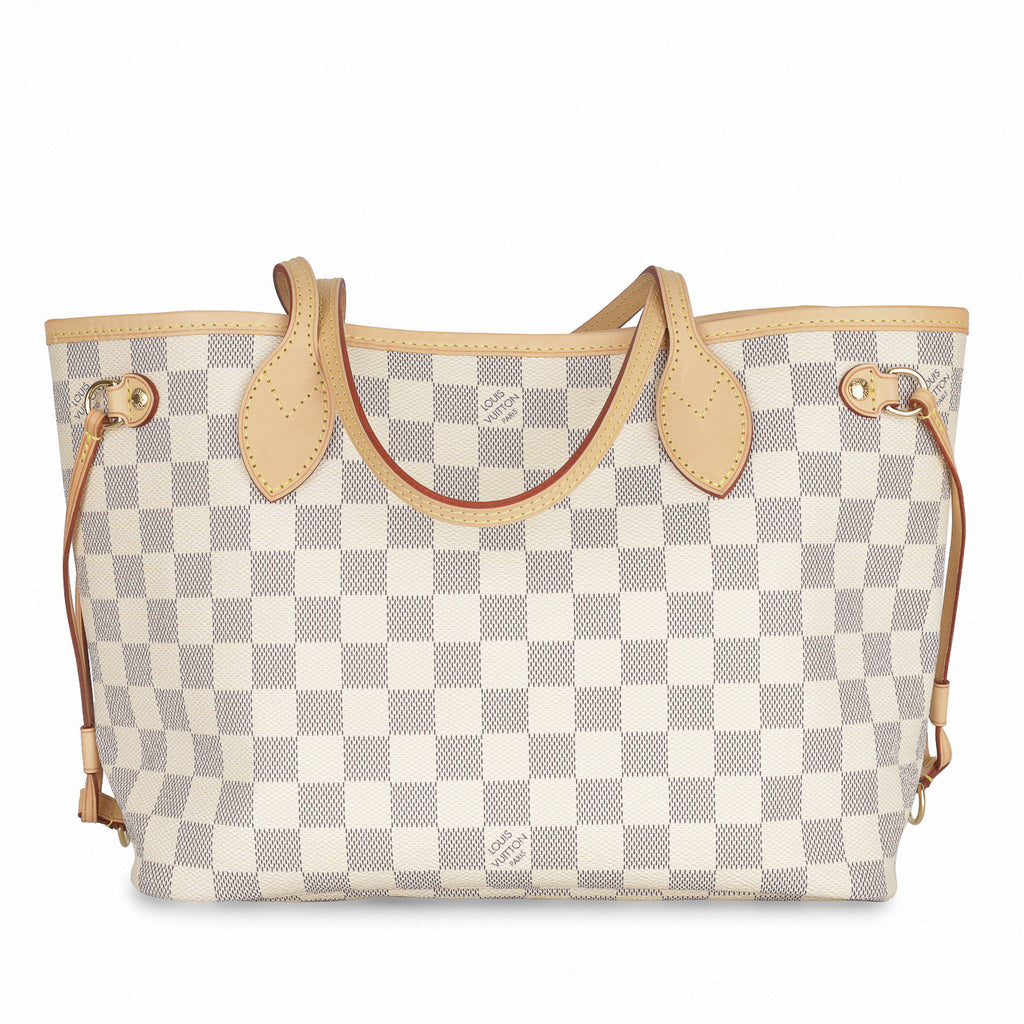 Pre-owned Louis Vuitton Damier Azur Neverfull Pm In White