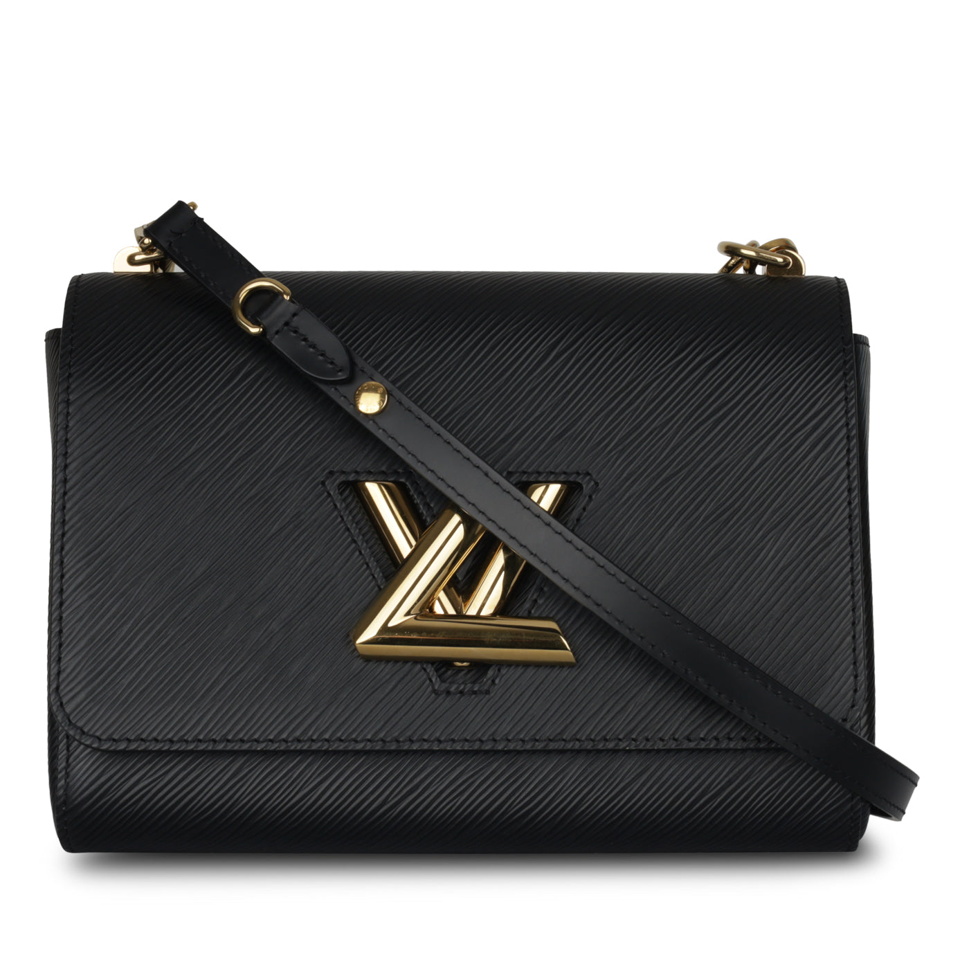 Twist long chain wallet leather crossbody bag Louis Vuitton Black