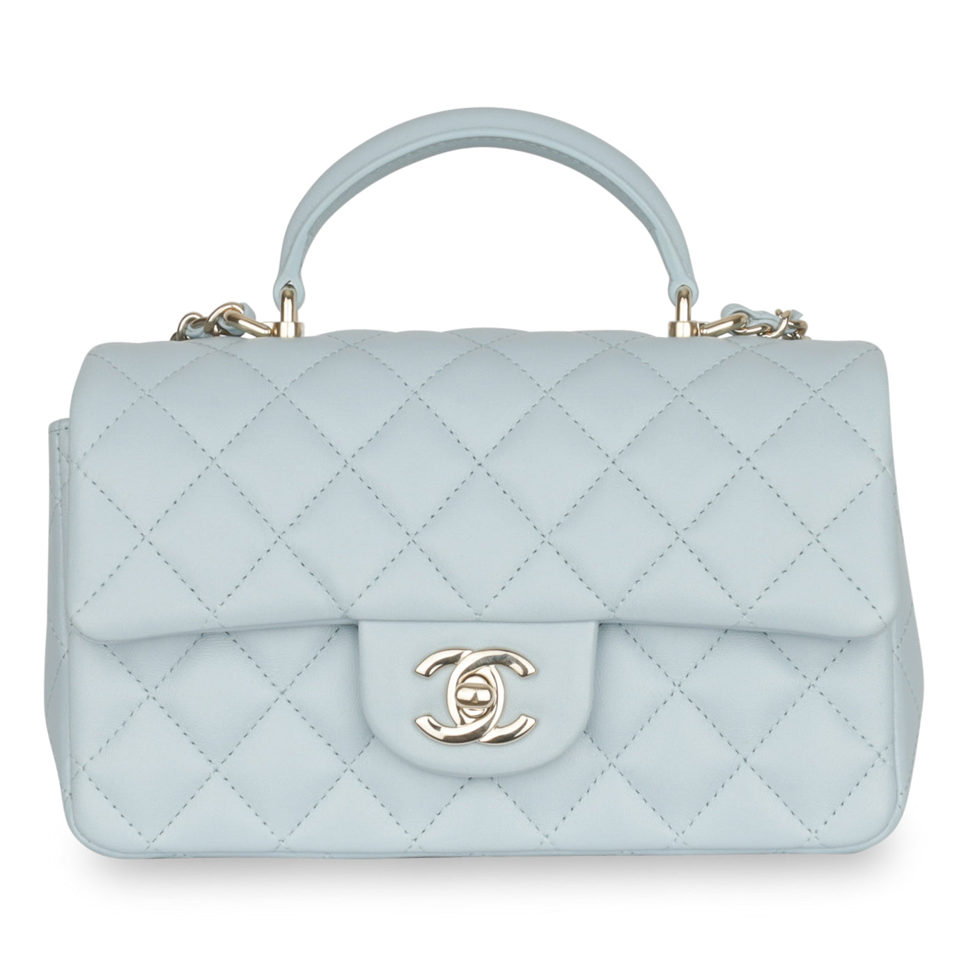 Chanel MediumLarge Light Blue Quilted Caviar Classic Double Flap