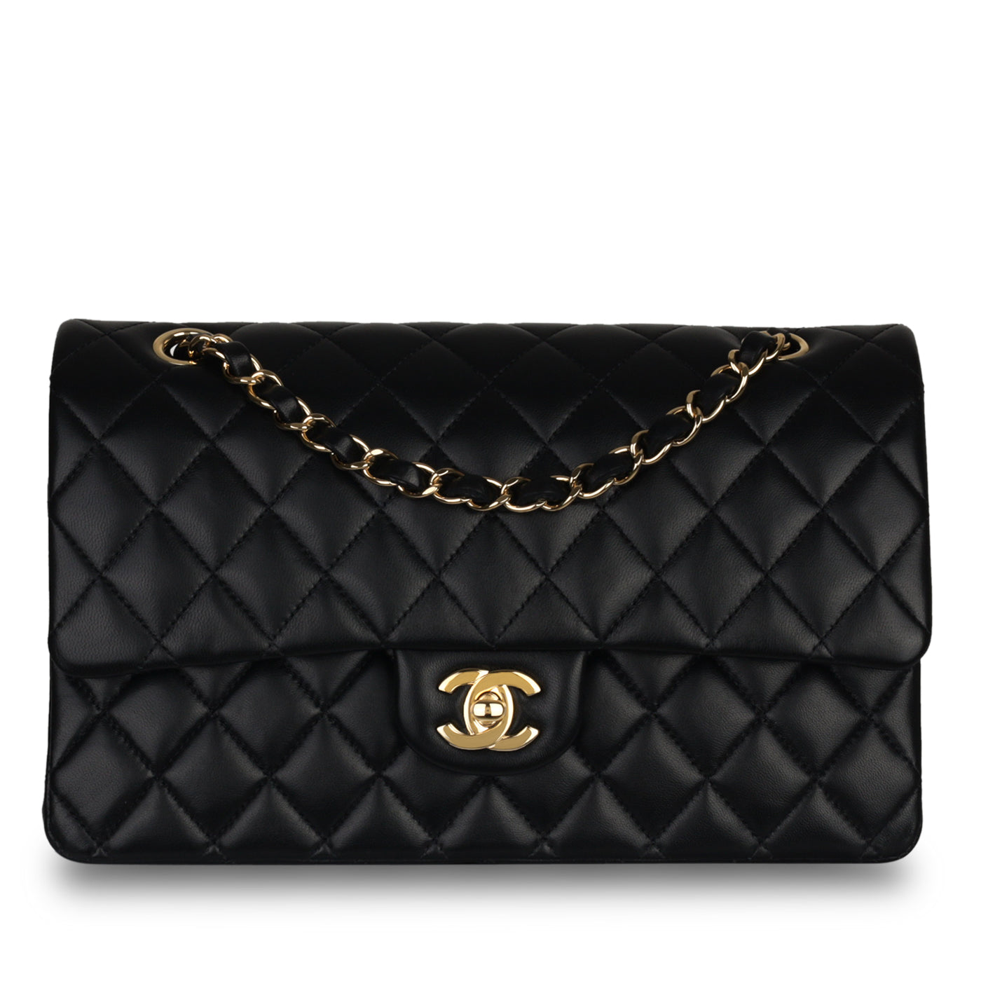 Chanel - Medium Classic Flap Bag - Black Lambskin - CGHW - Pre Loved