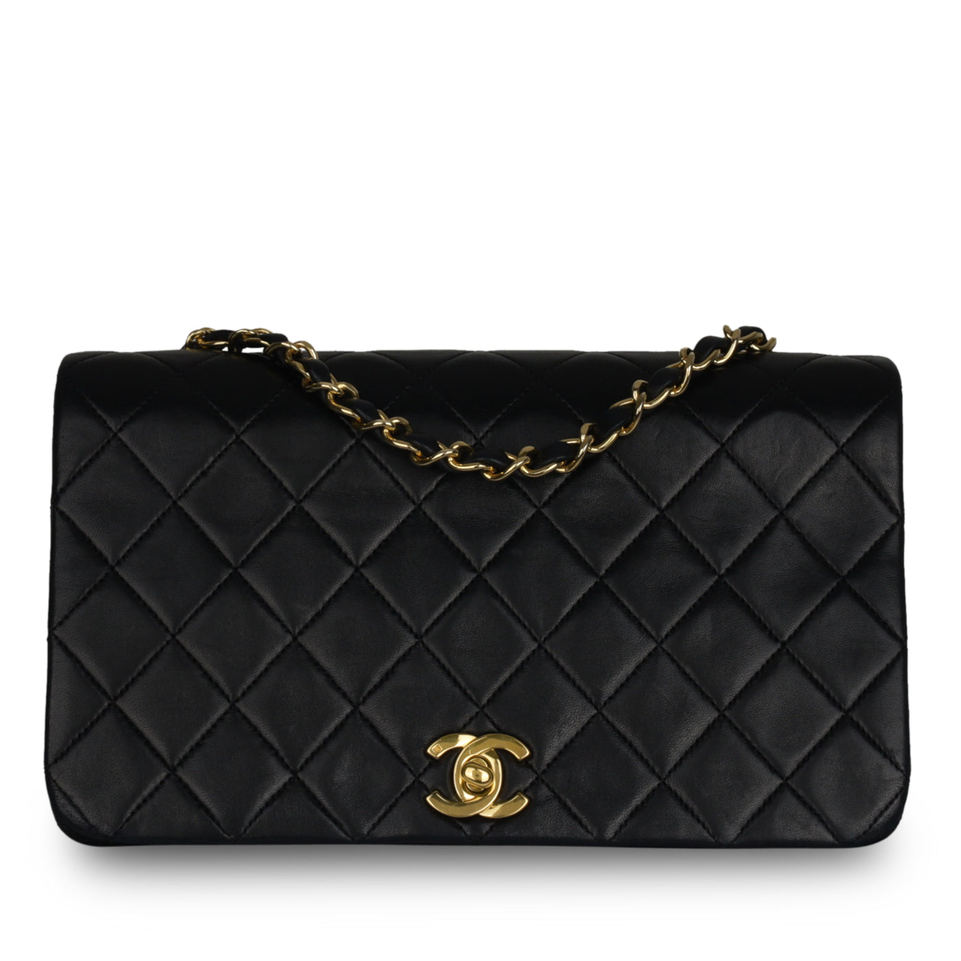 Chanel - Vintage Full Flap Bag - Black Lambskin GHW - Pre Loved