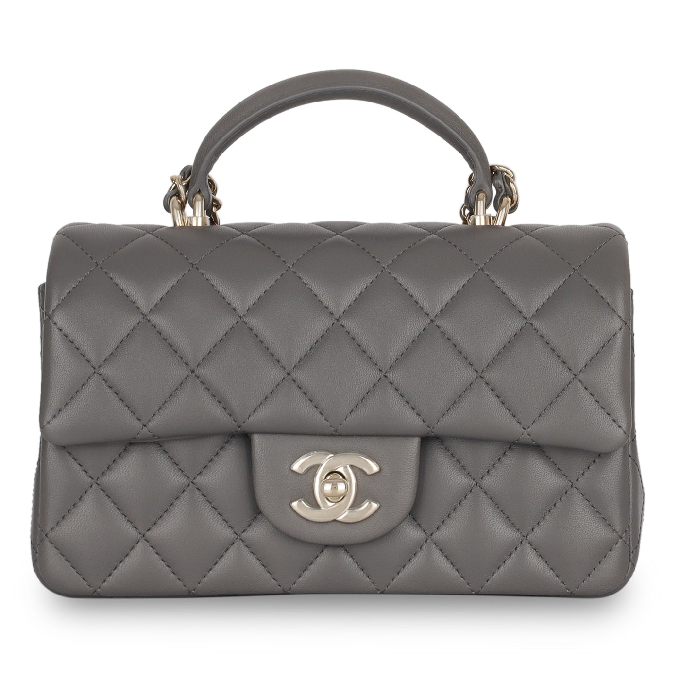 Chanel Mini Rectangular Flap Bag With Top Handle Chain Light