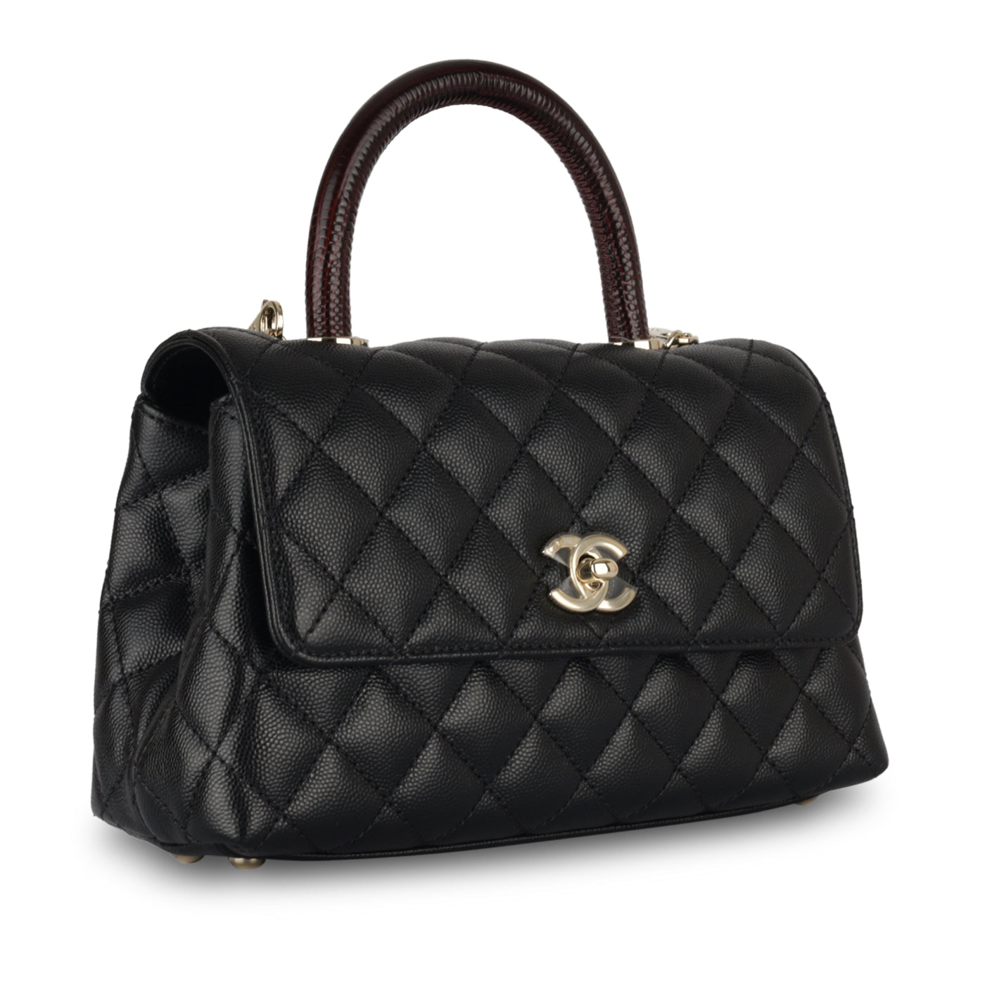 Chanel Black Caviar Leather Mini Classic Flap With Handle  Labellov  Buy  and Sell Authentic Luxury