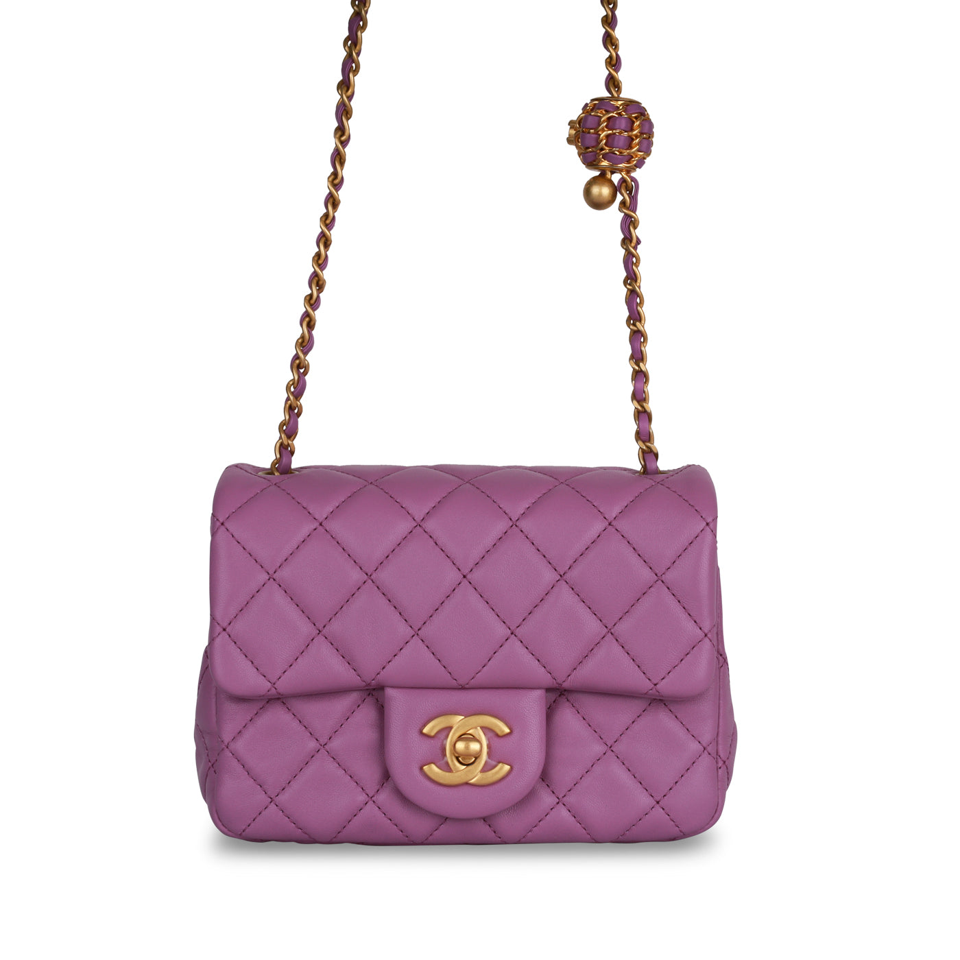 Chanel - Mini Square Pearl Crush Flap Bag - Purple Lambskin - CGHW
