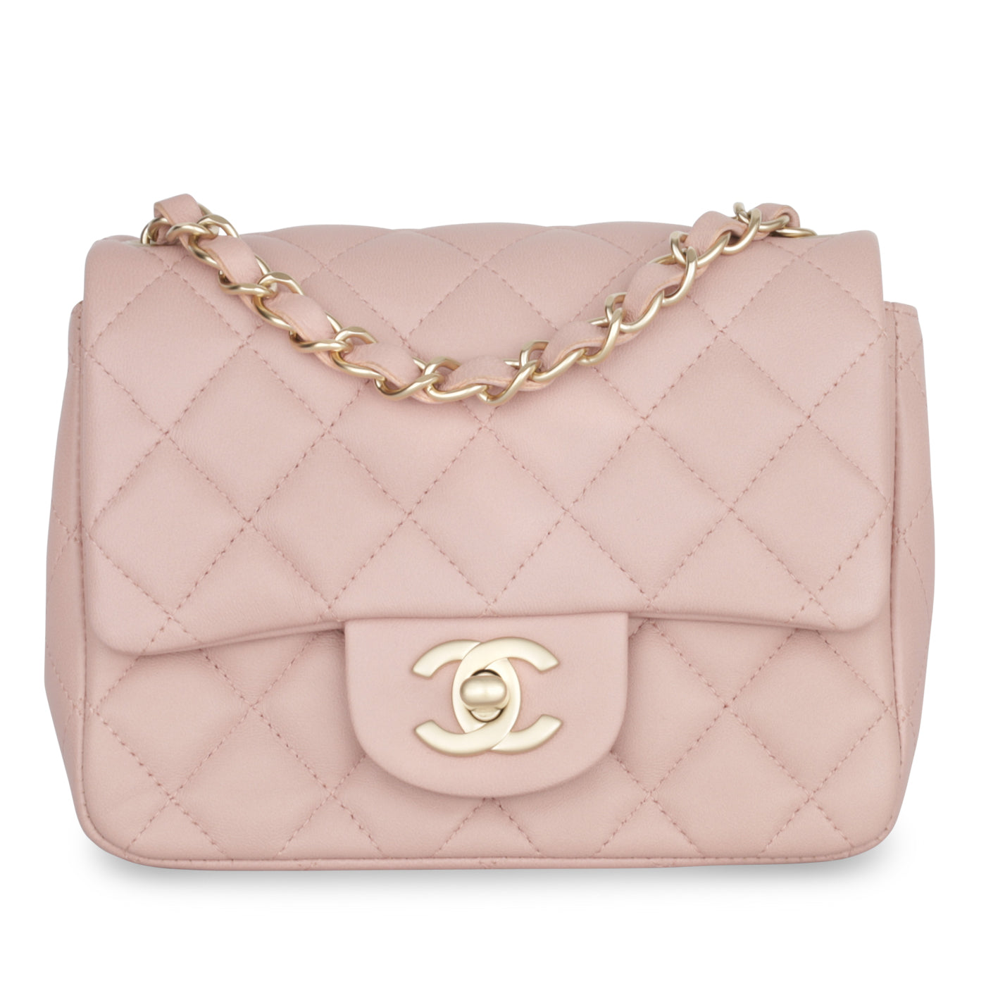 Chanel - Classic Flap Bag - Mini Square - Pink Lambskin - CGHW
