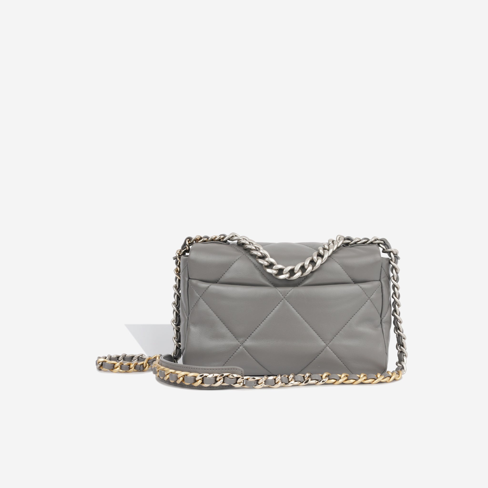 Chanel 19 Flap Bag - Small - Grey Lambskin - MHW - Unused