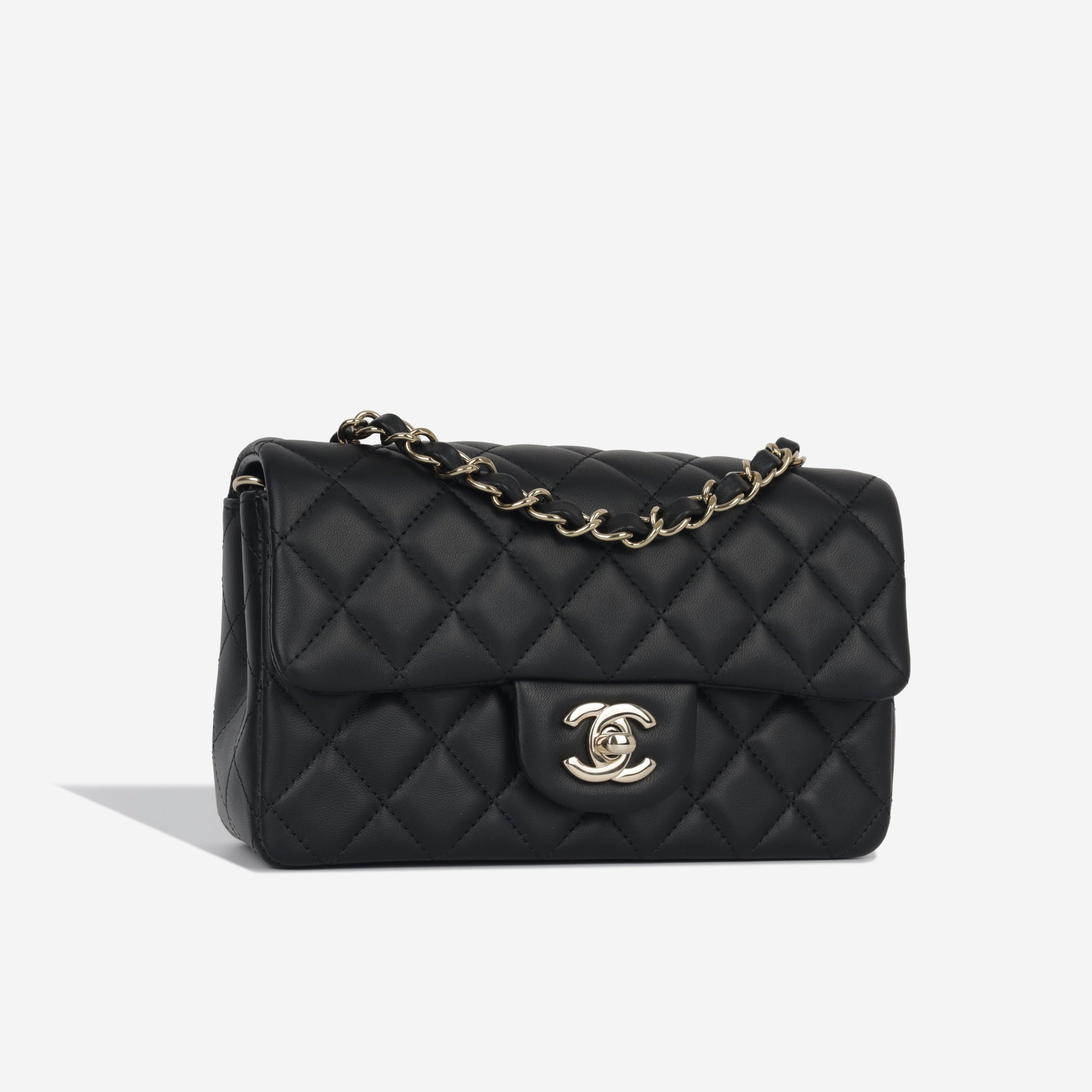 Chanel - Classic Flap Bag - Mini Rectangular - Black Lambskin - CGHW -  Brand New