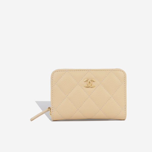 Chanel Classic Zipped Coin Purse Beige