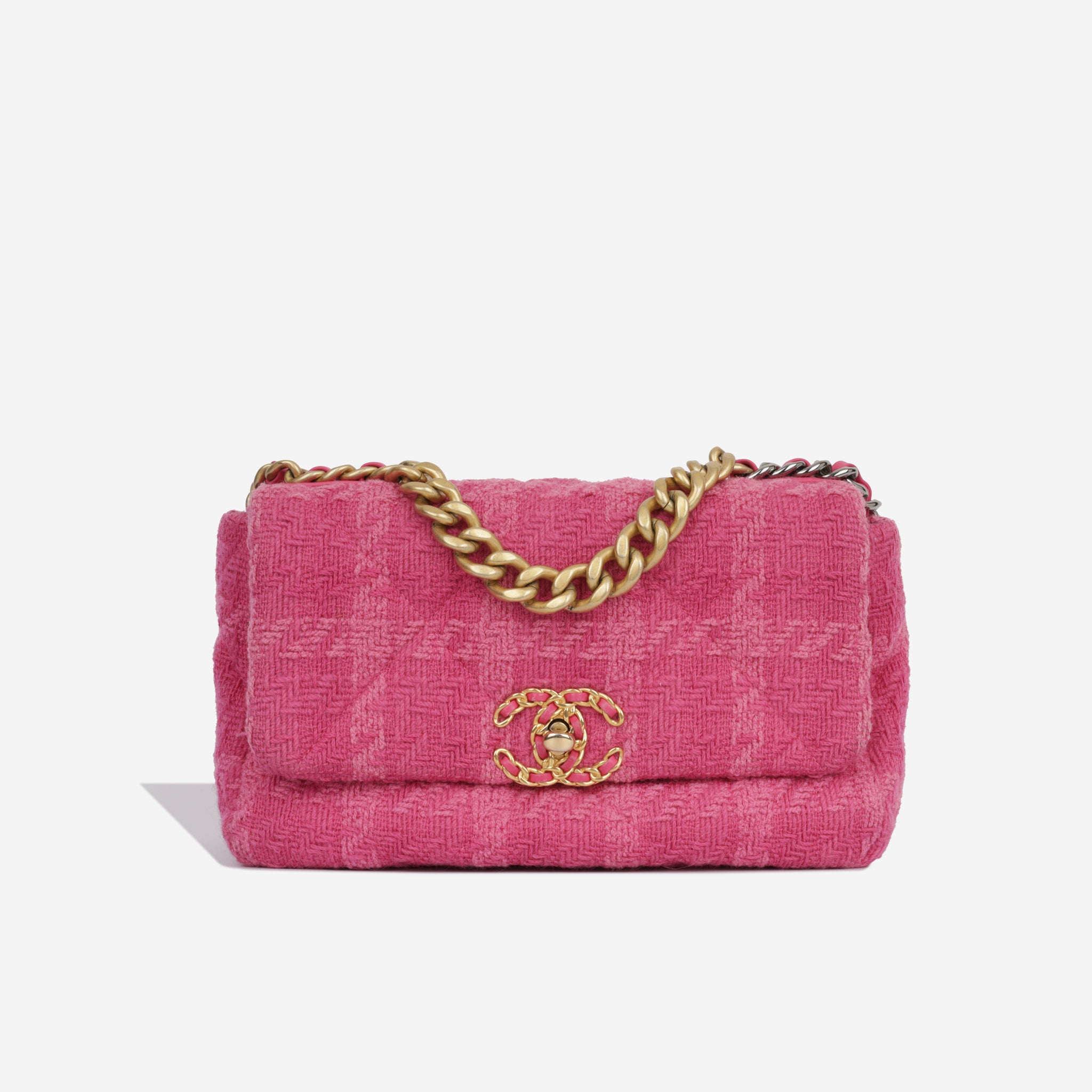 Chanel - Chanel 19 Flap Bag - Small - Pink Tweed and Mixed Fabrics