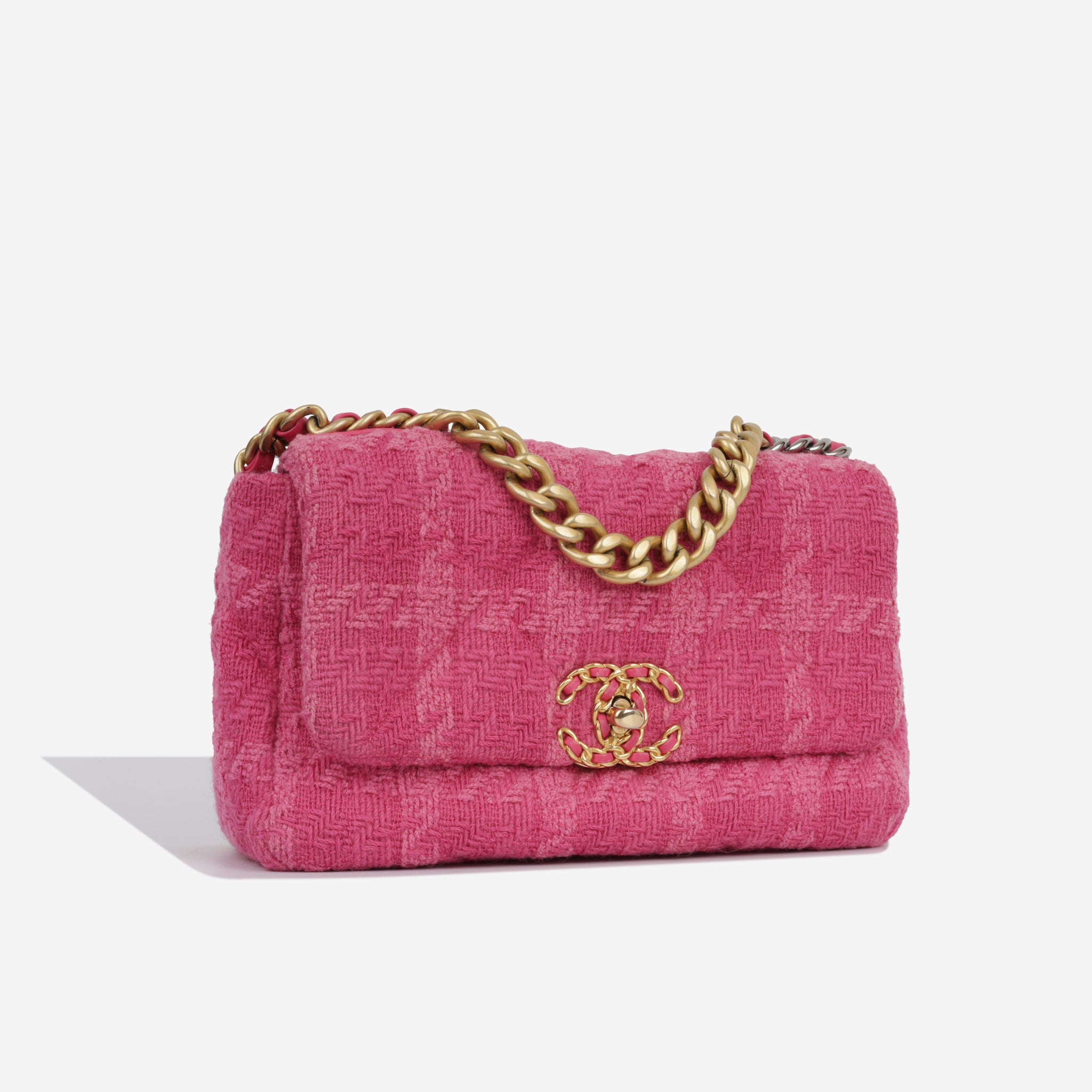 Chanel Pink Tweed 19 Large Flap Bag Chanel