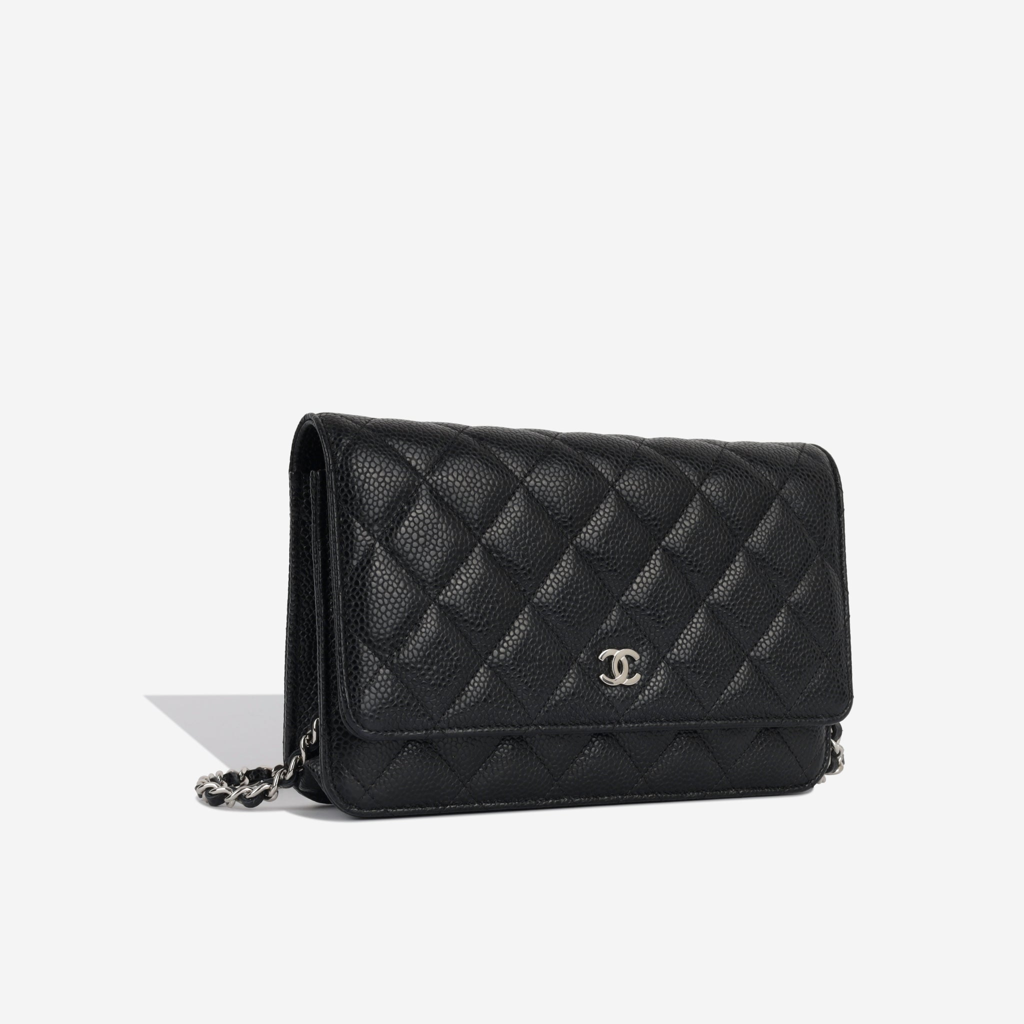 Chanel Vintage 90's Woc Wallet On A Chain Black Calfskin Leather