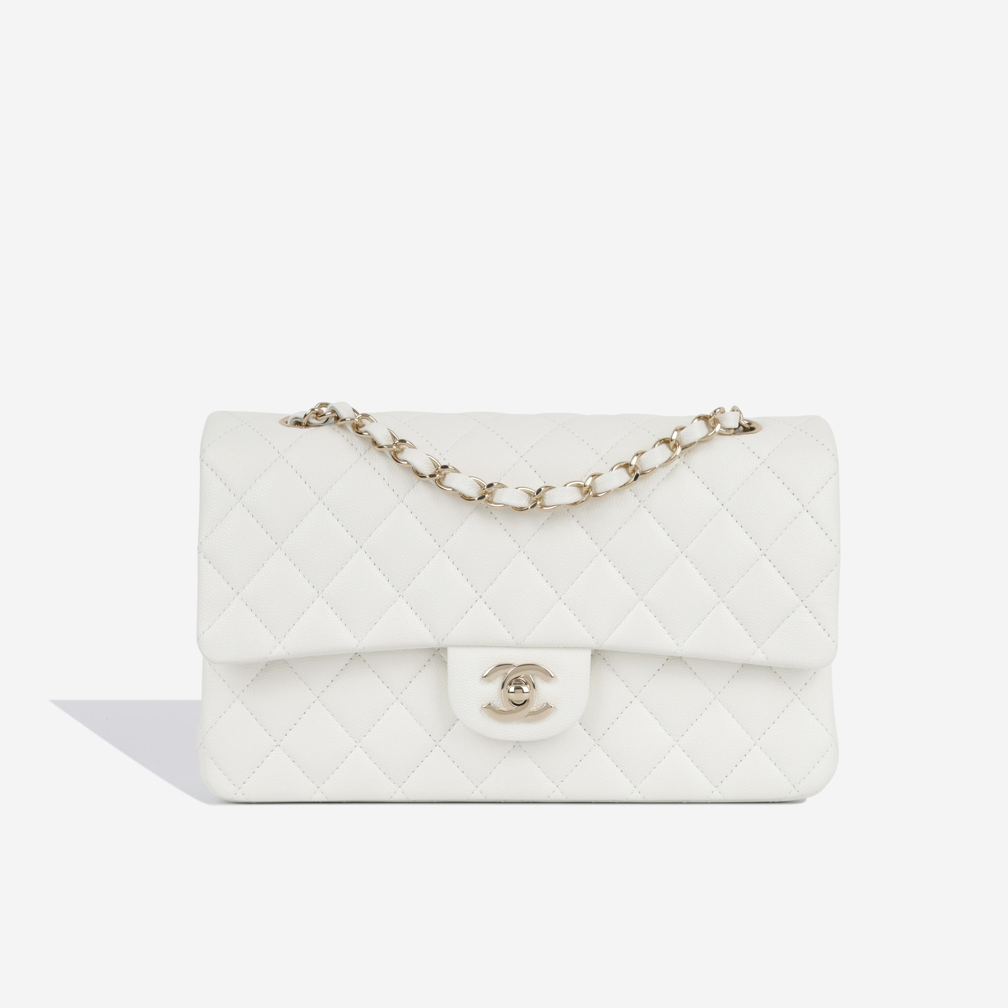 CHANEL Caviar Quilted Medium Double Flap Light Blue 1276857