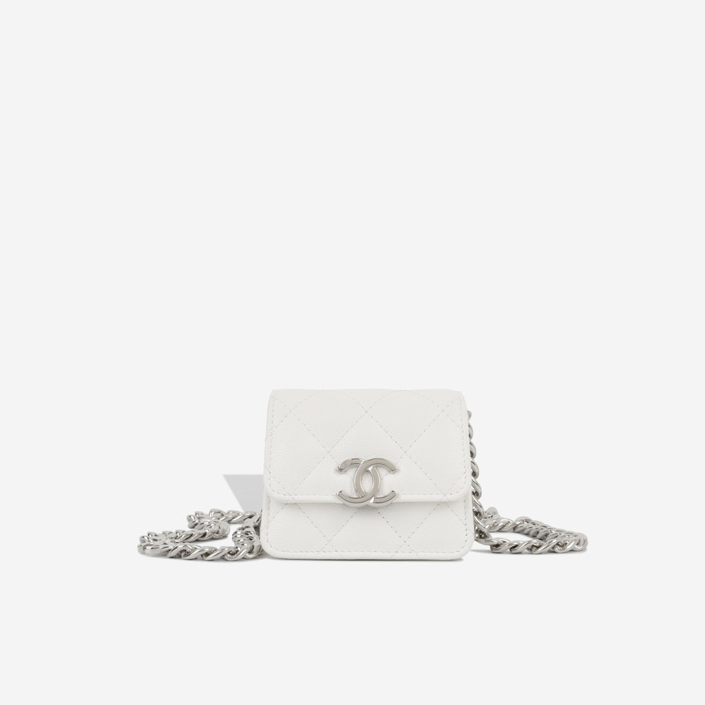 Chanel - Coco Clutch on Chain - White Caviar SHW - Immaculate