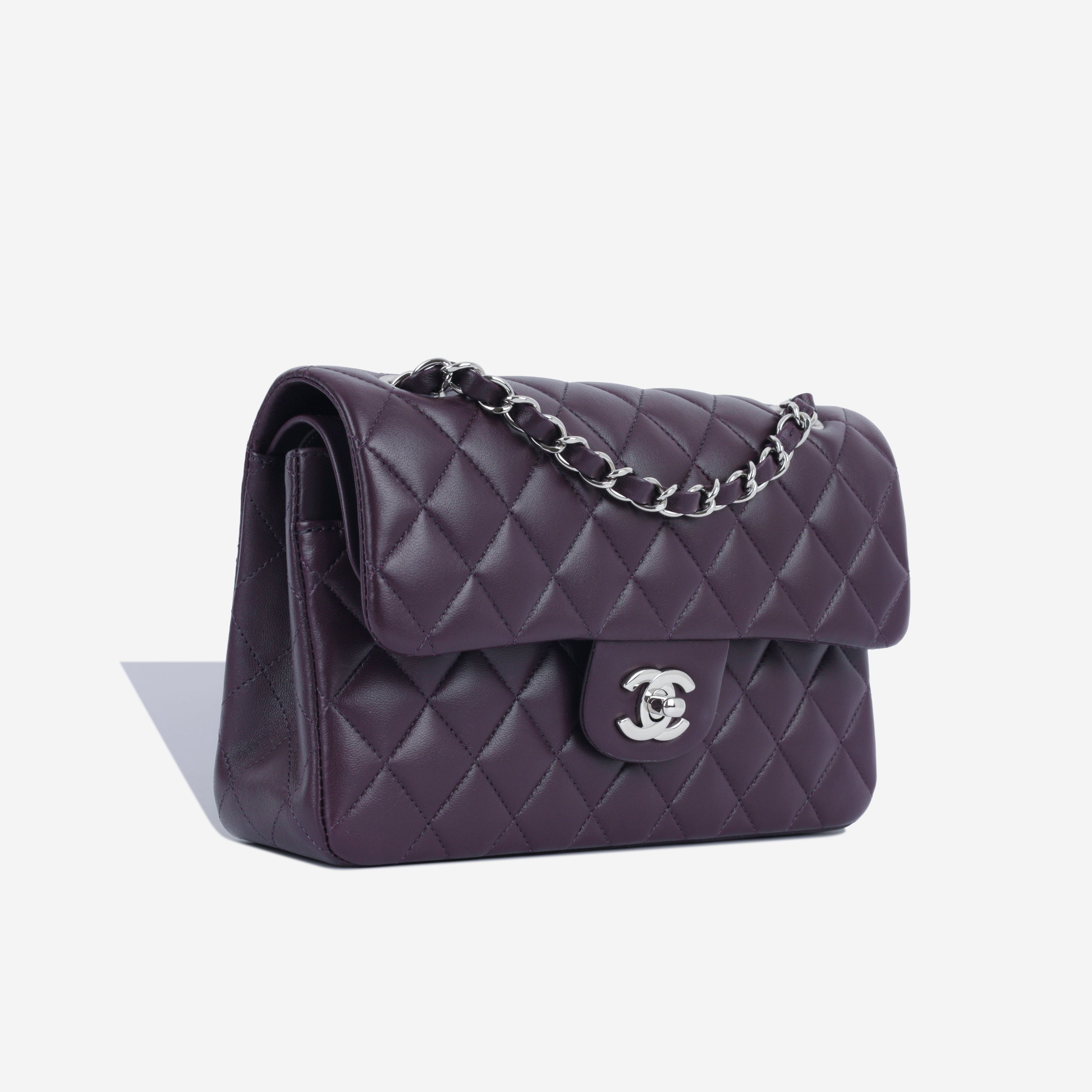 Chanel - Small Classic Flap Bag - Aubergine Lambskin SHW