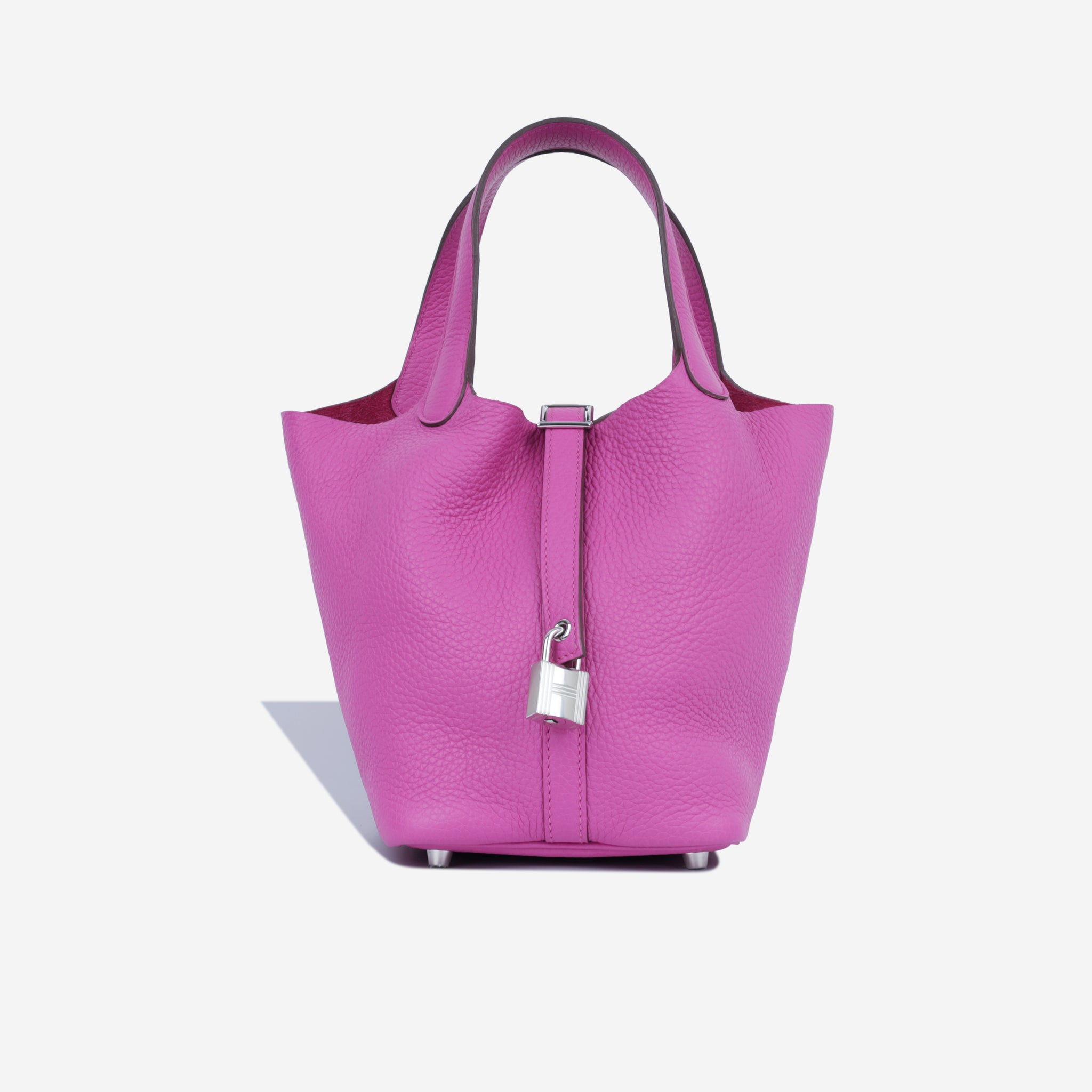 Hermes Picotin Lock Bag Clemence Leather Palladium Hardware In White/Pink