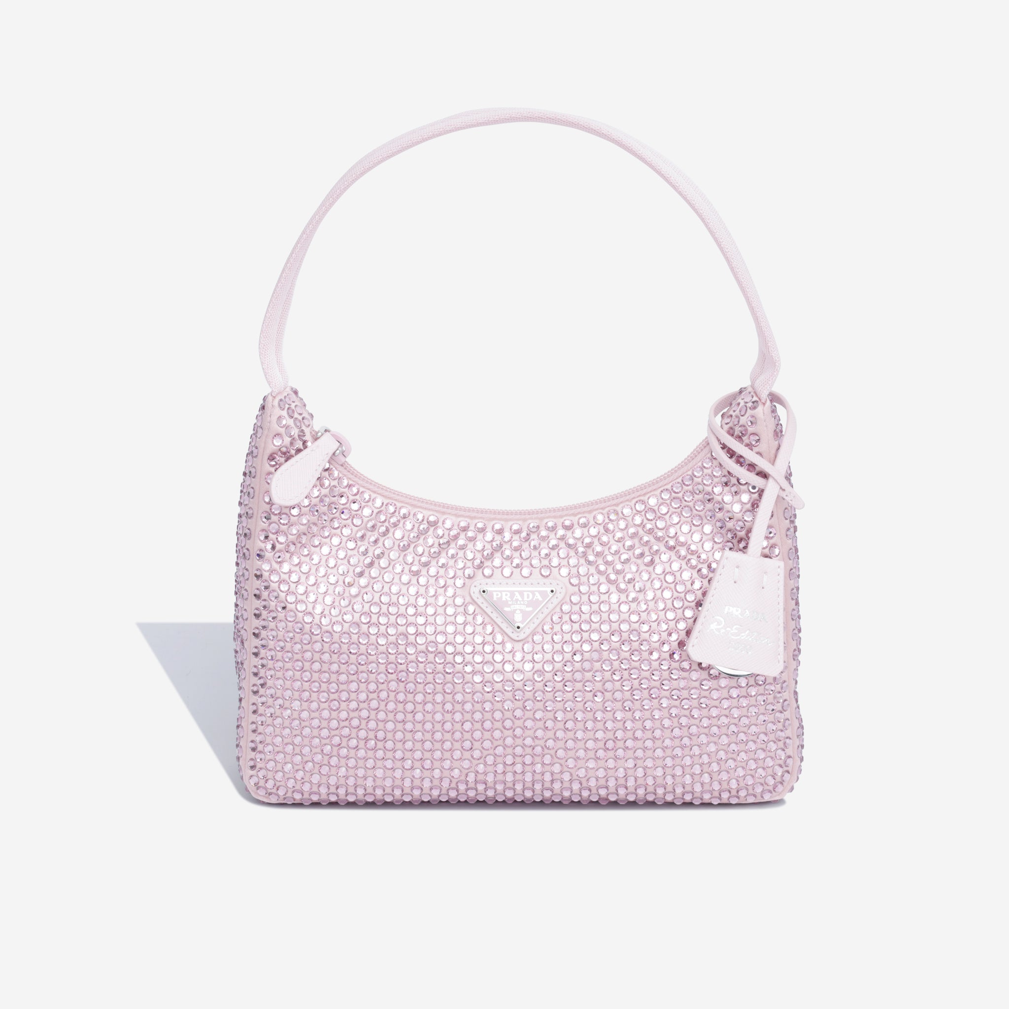Prada Re-Edition 2000 Crystal Bag Pink in Satin with Silver-tone - US