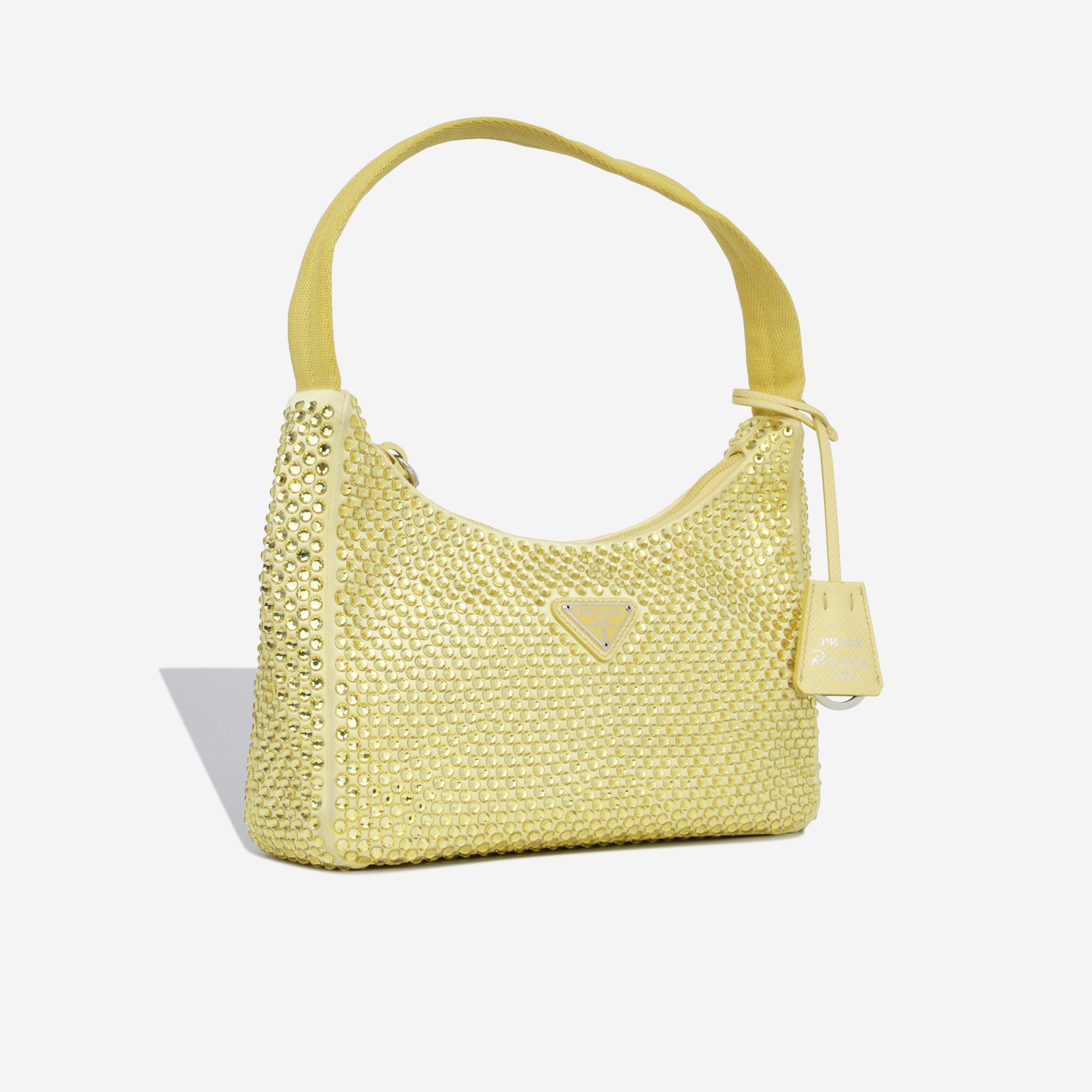 Prada Satin Mini-Bag With Artificial Crystals Pineapple Yellow in  Satin/Synthetic Crystals with Silver-tone - US