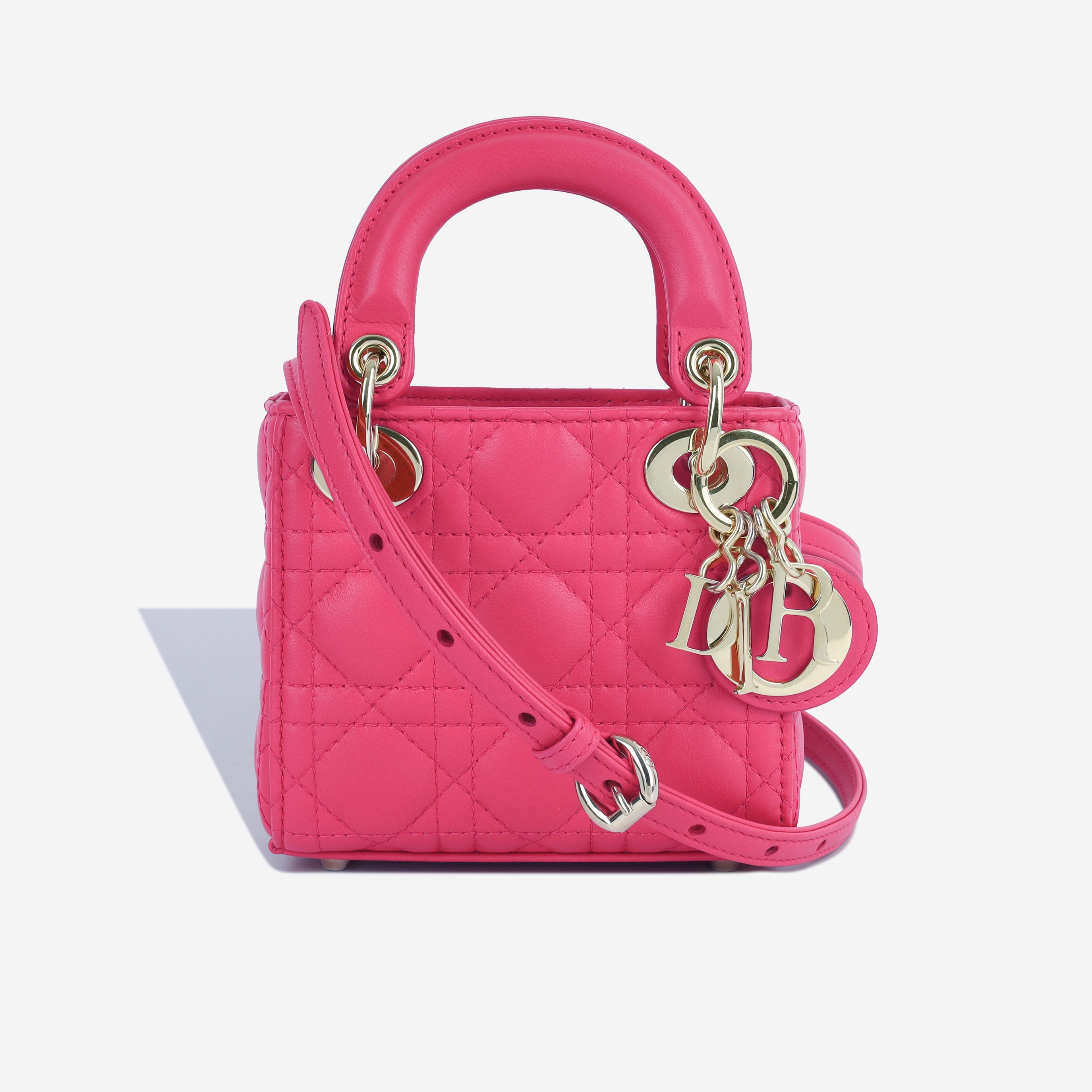 Dior Lady Dior Micro Pink Lambskin CGHW Brand New Bagista