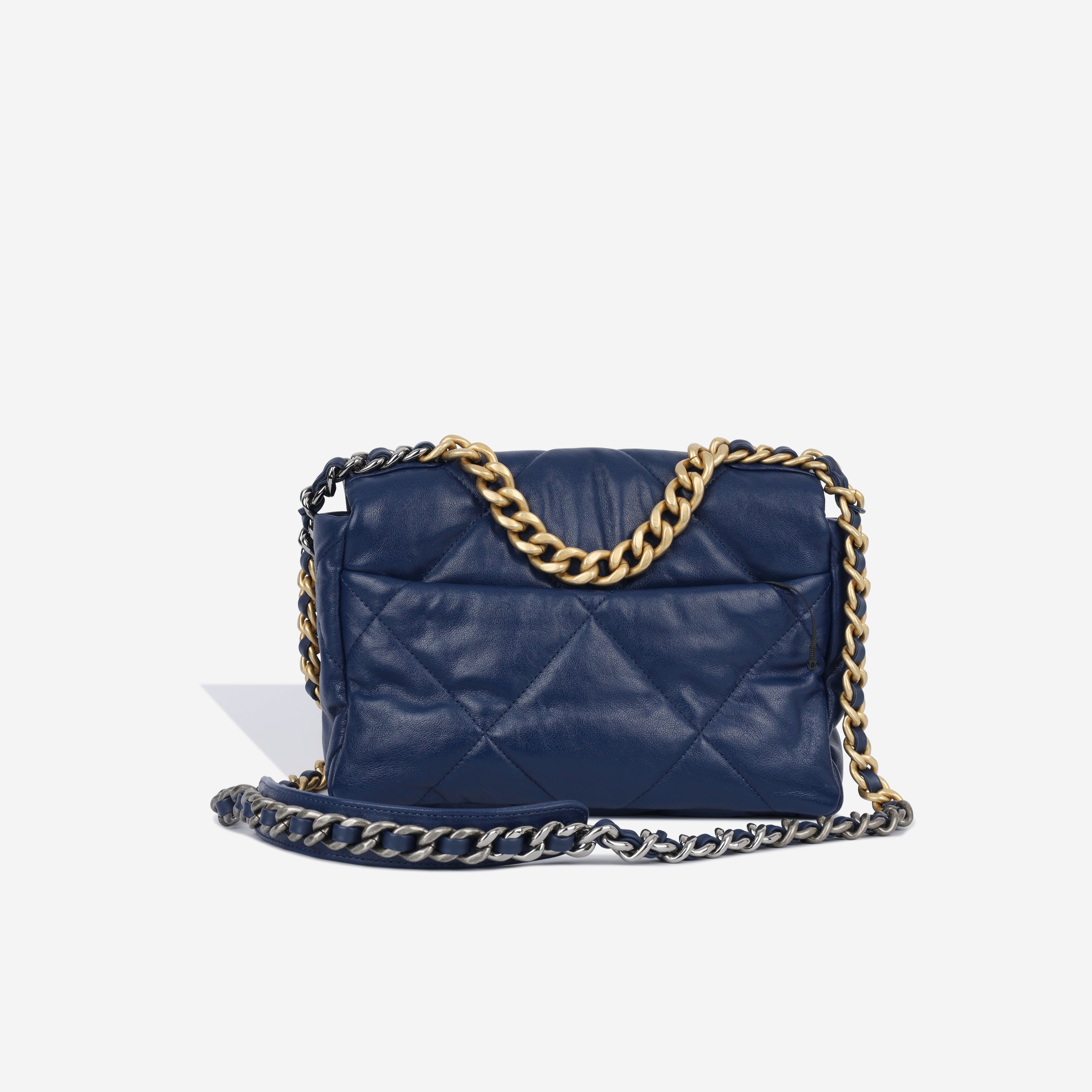 Chanel - Chanel 19 Flap Bag - Small - Navy Goatskin - GHW - Pre
