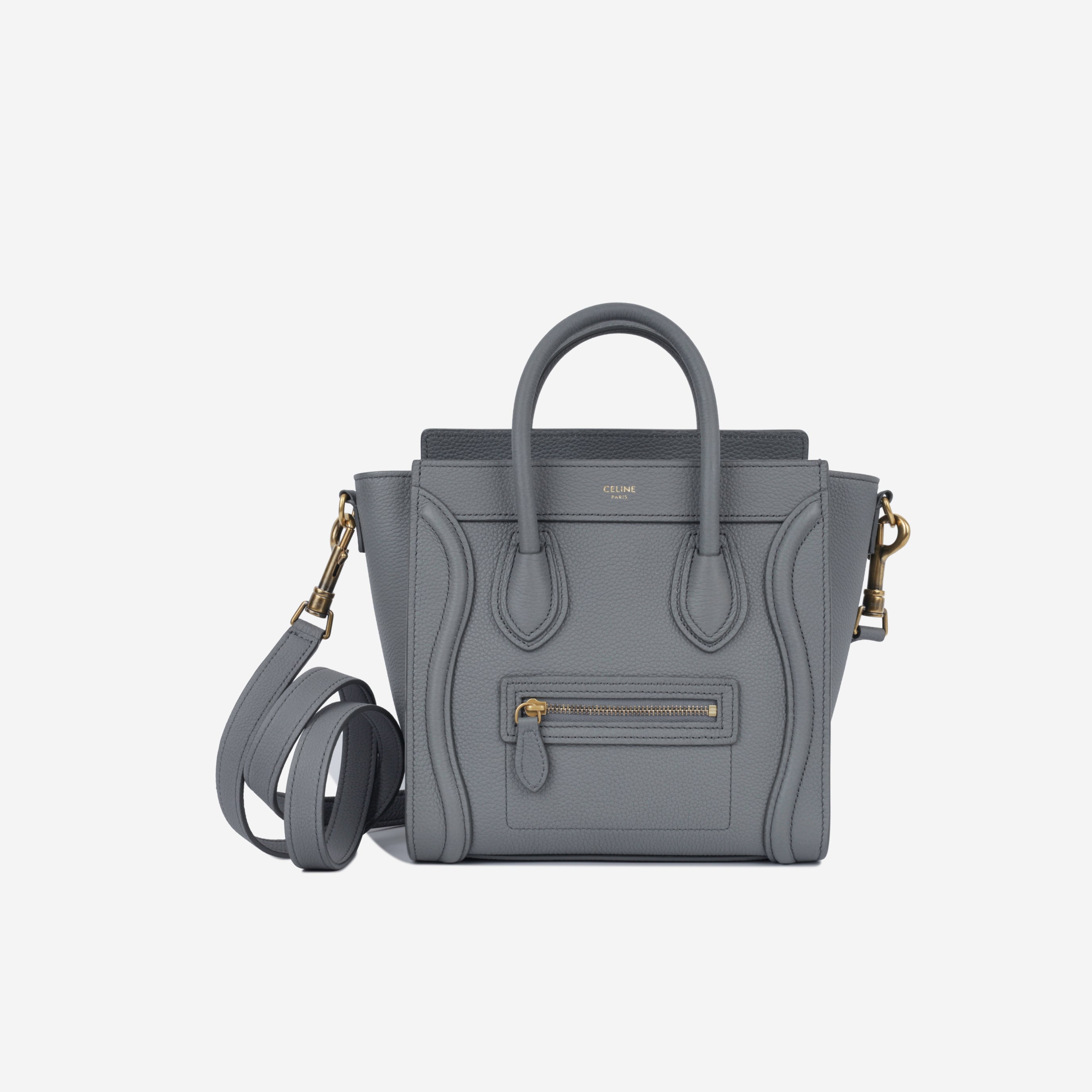 Celine - Nano Luggage Tote - Drummed Calfskin - Kohl - Pre Loved