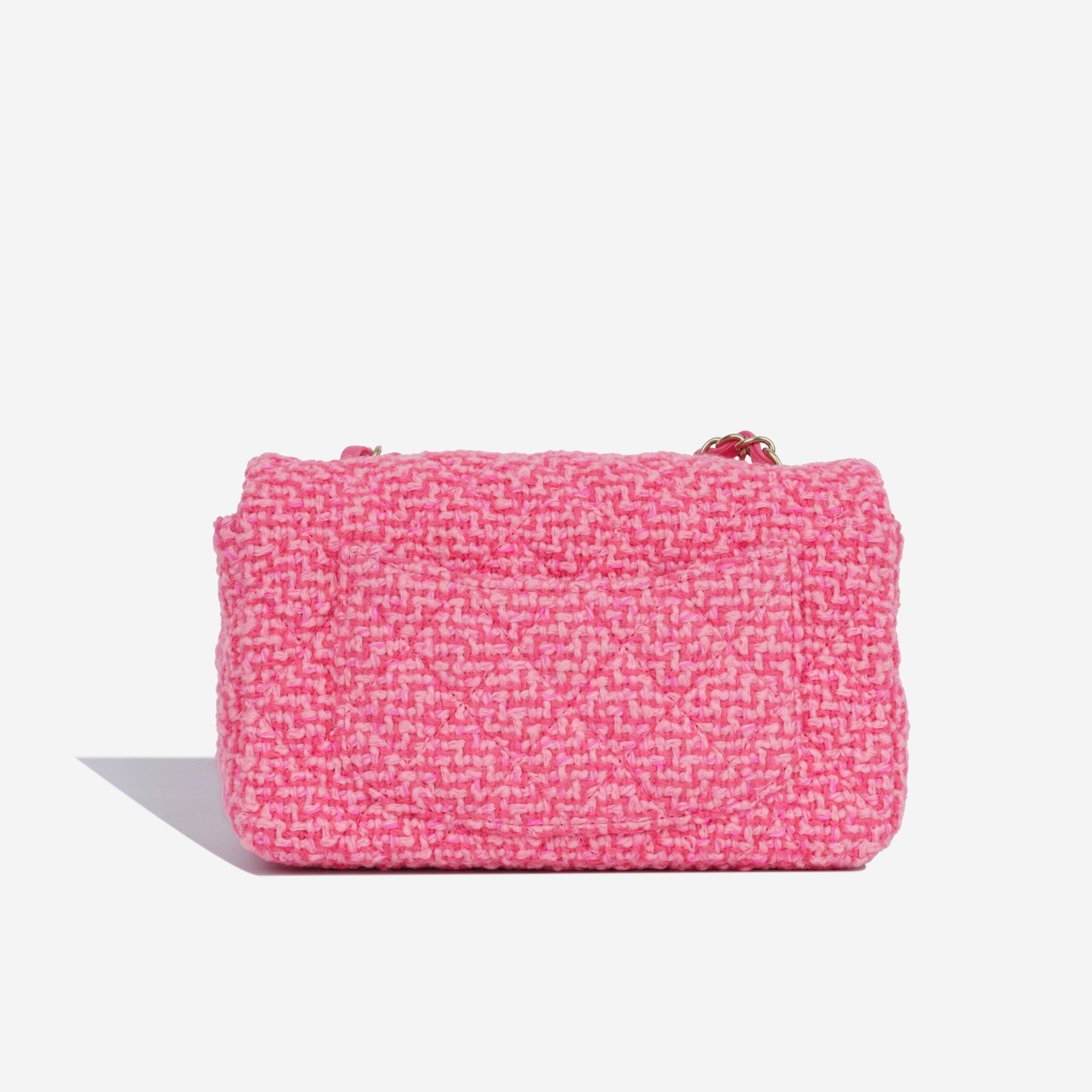 Chanel - Classic Flap Bag - Mini Rectangular - Pink Tweed CGHW
