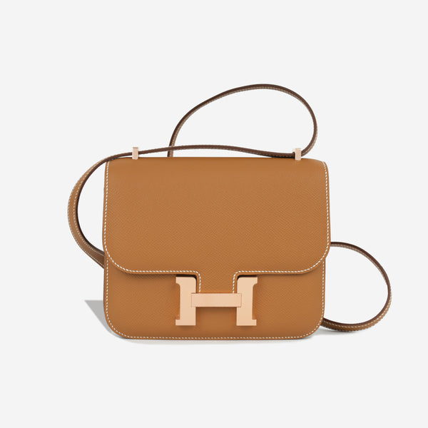 White Hermes Constance Bag with Gold Hardware