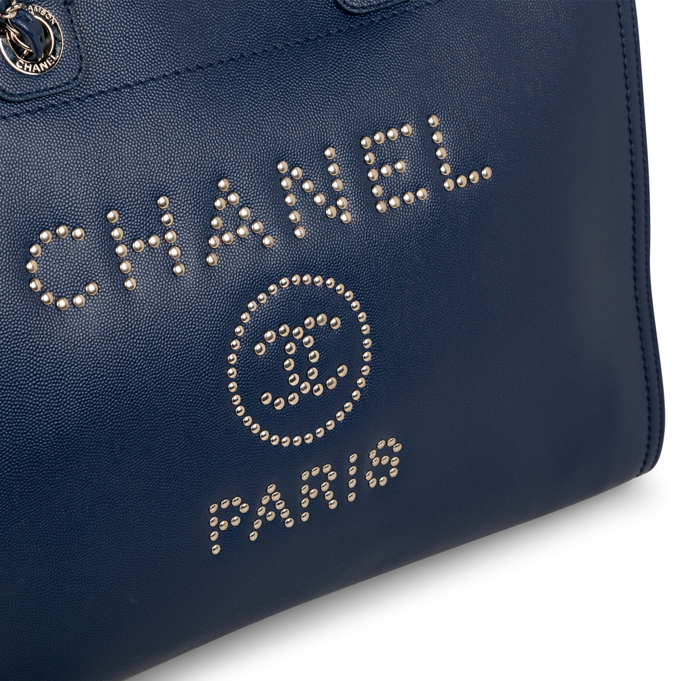 Chanel Small Deauville Shopping Bag Blue in Canvas with Silver-tone - US