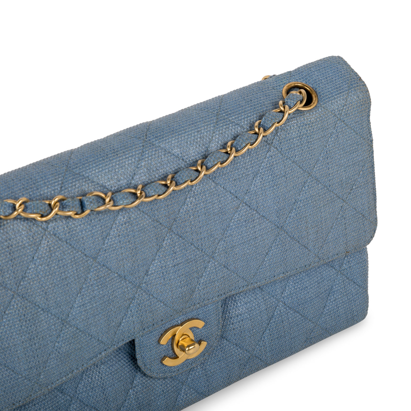 Classic Flap Bag - Denim Effect Raffia