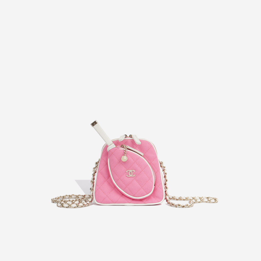 Chanel - Mini Racquet Bag - Pink Canvas CGHW - 2023 Cruise Collection -  Brand New