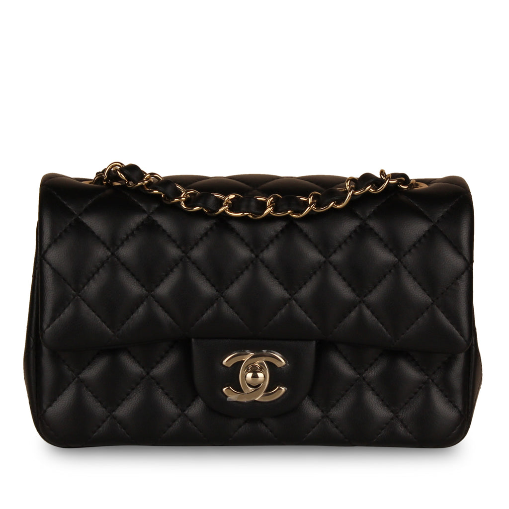 Chanel - Mini Rectangular Classic Flap Bag - Black Lambskin - GHW | Bagista