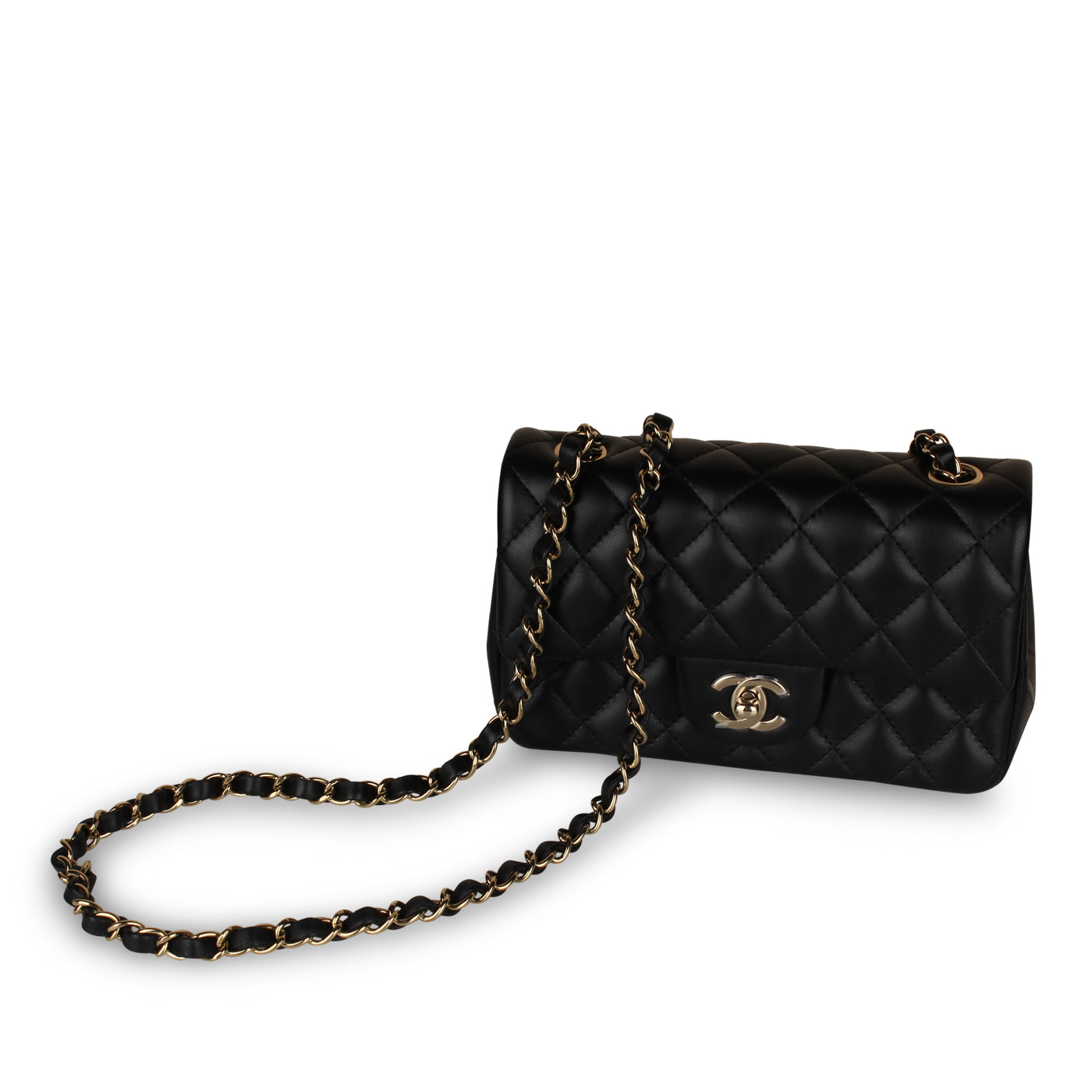 Chanel - Mini Rectangular Classic Flap Bag - Black Lambskin - GHW | Bagista