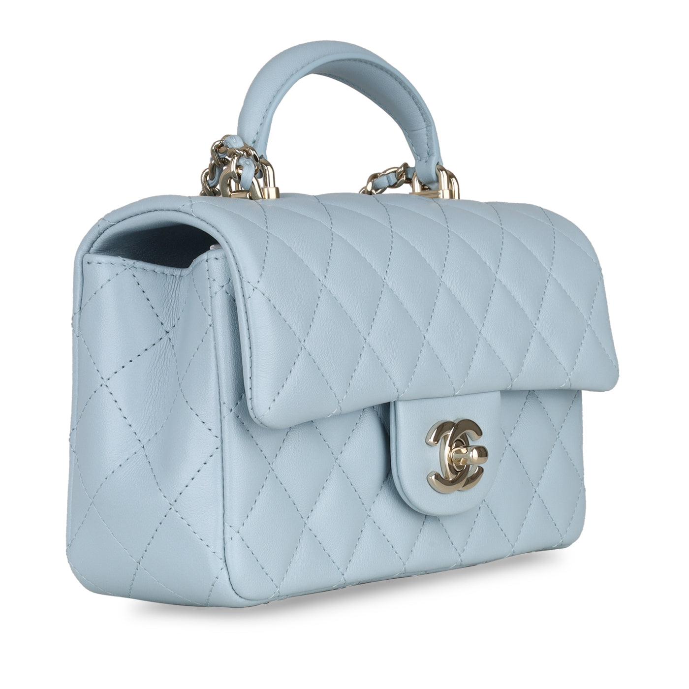 Chanel Classic Mini Top Handle Flap Bag - Blue Crossbody Bags
