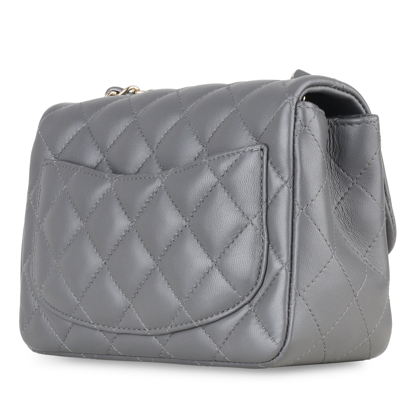 Mini Square Classic Flap - Grey Lambskin