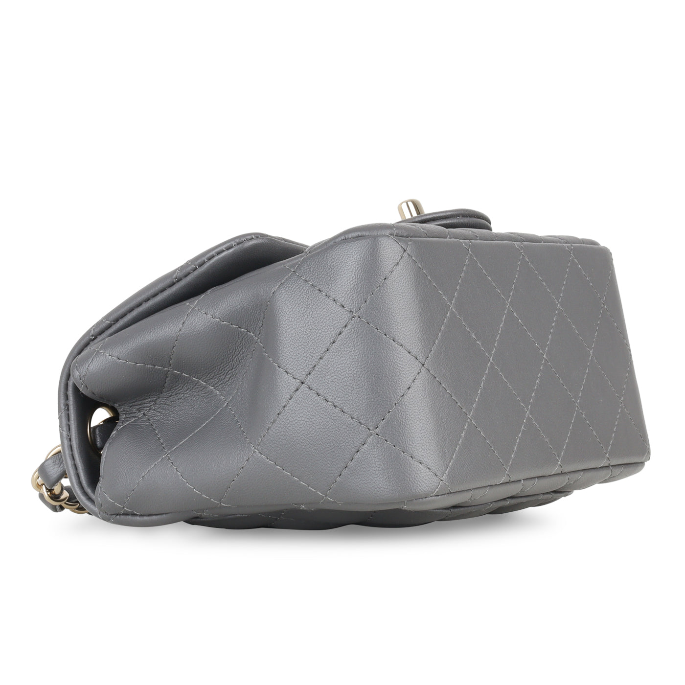 Mini Square Classic Flap - Grey Lambskin