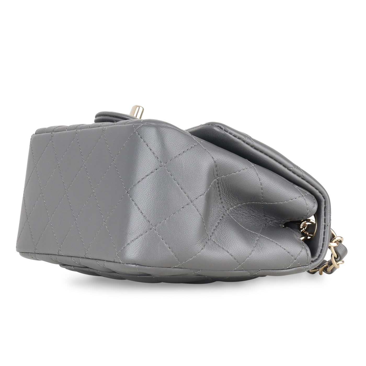 Mini Square Classic Flap - Grey Lambskin