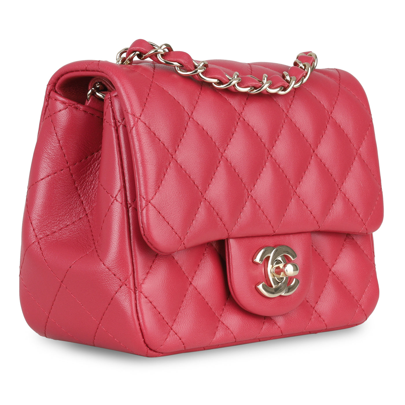 Chanel - Mini Square Classic Flap Bag - Raspberry Pink Caviar - CGHW -  Immaculate