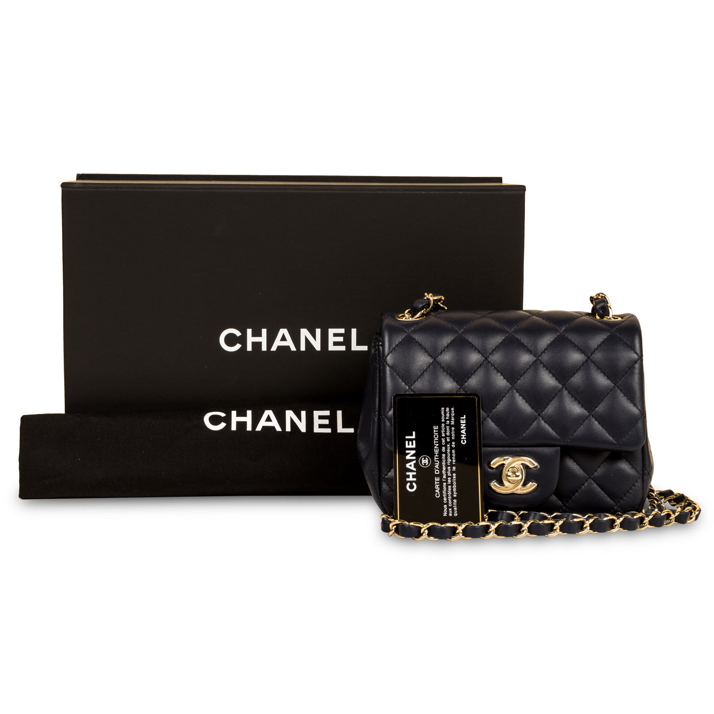 Chanel - Mini Square Classic Flap Bag - Blue Lambskin - CGHW