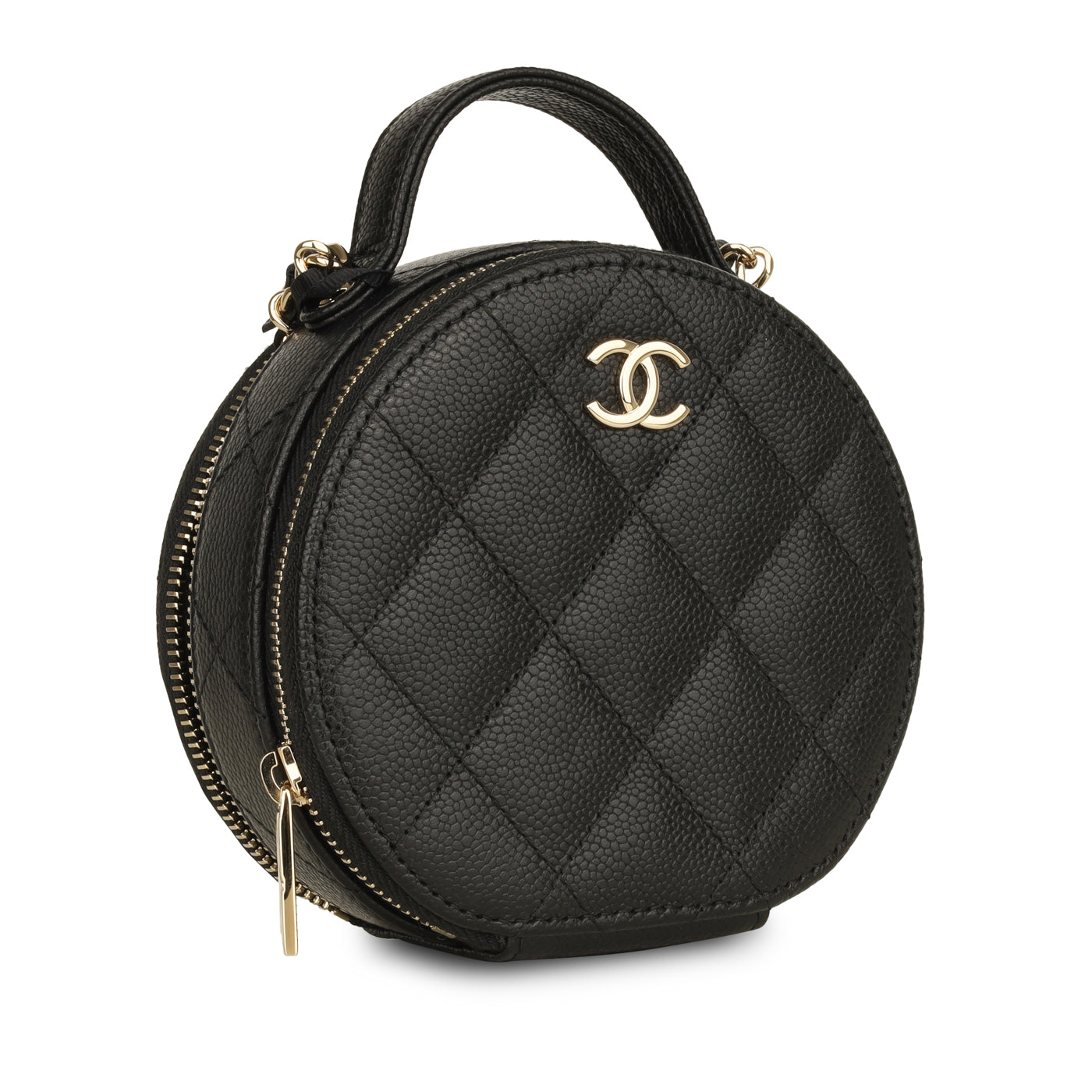 Chanel - Round Vanity on Chain - Black Caviar - Unused