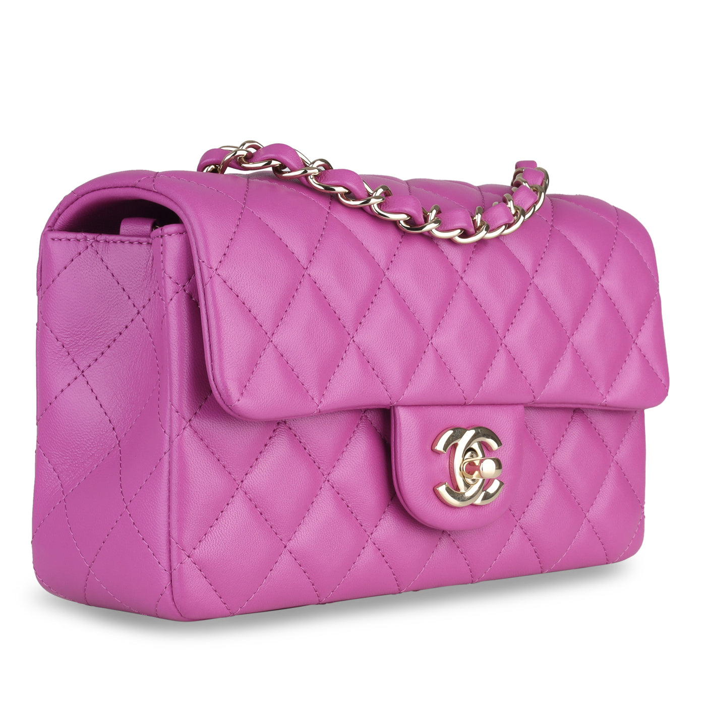 Chanel - Classic Flap Bag - Mini Rectangular - Purple Lambskin