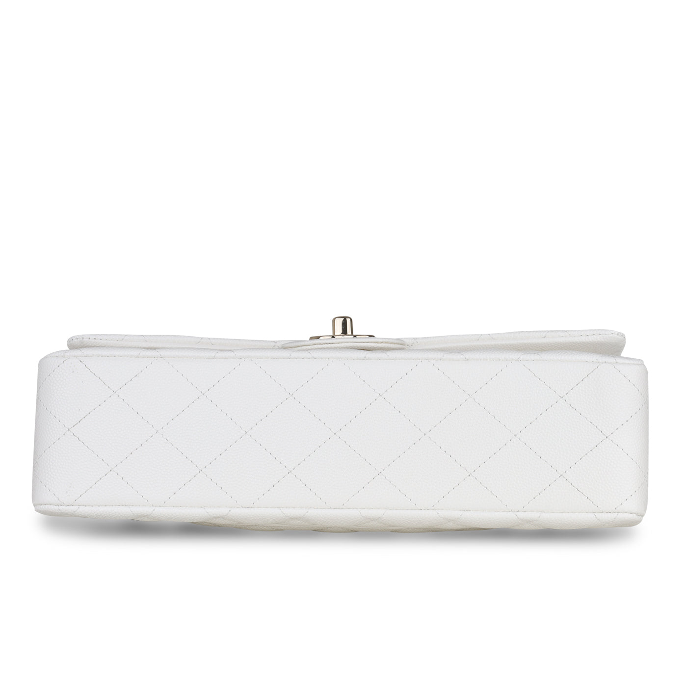 Medium Classic Flap - White Caviar