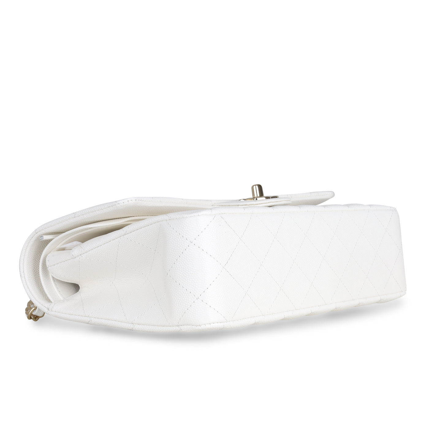 Medium Classic Flap - White Caviar