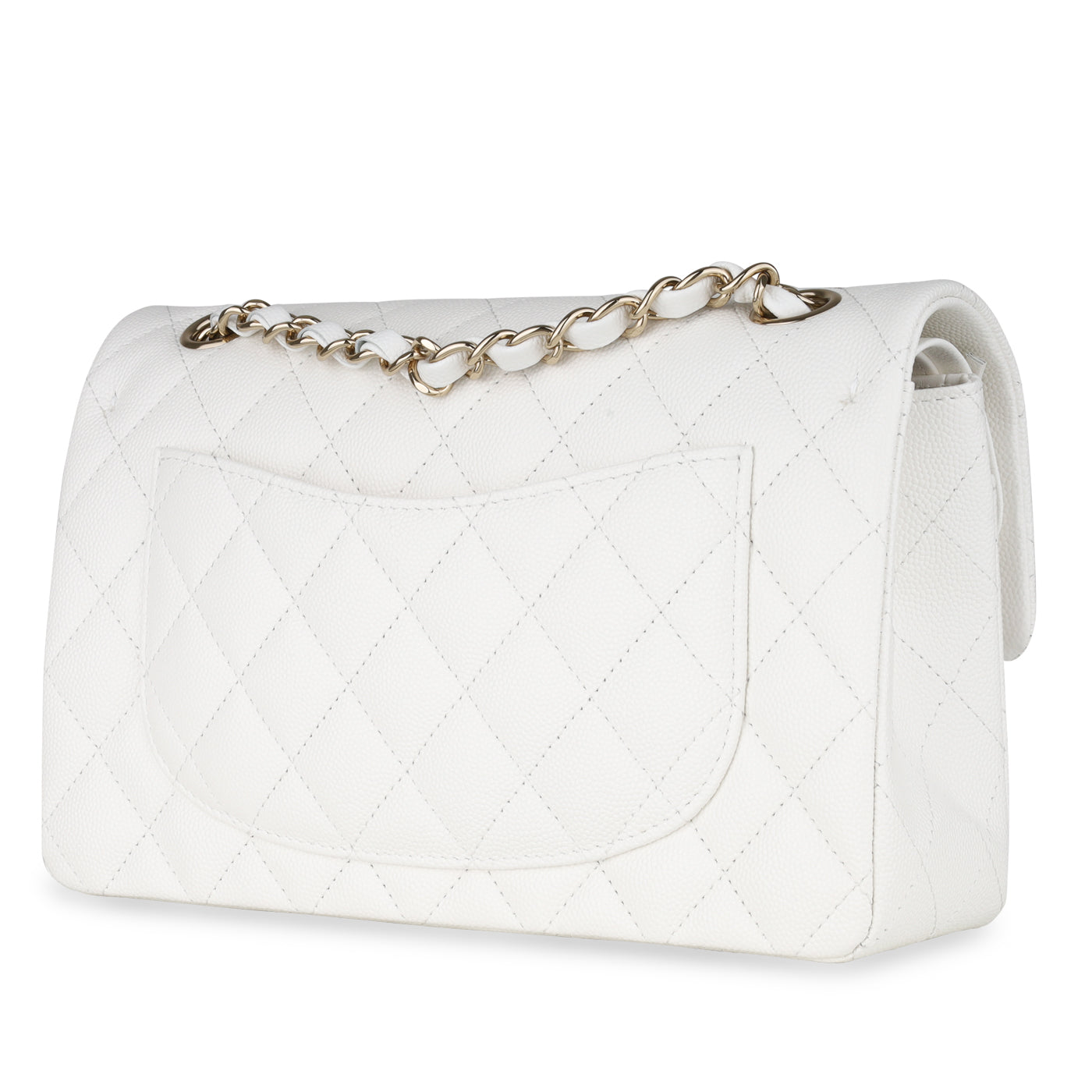 Chanel Small Classic Flap - White Caviar - CGHW - Brand New