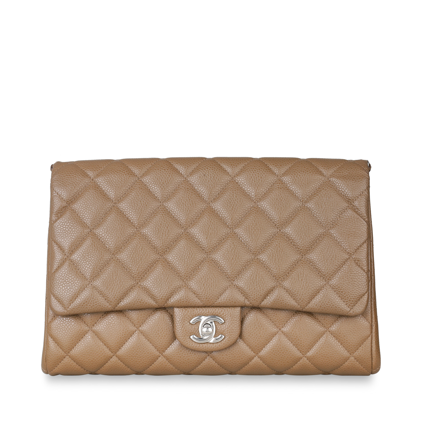 CHANEL シャネル　コスメポーチ　クラッチバッグ　キャビアスキン　ブラウン Chanel - Timeless Clutch With Chain - Brown Caviar – Bagista