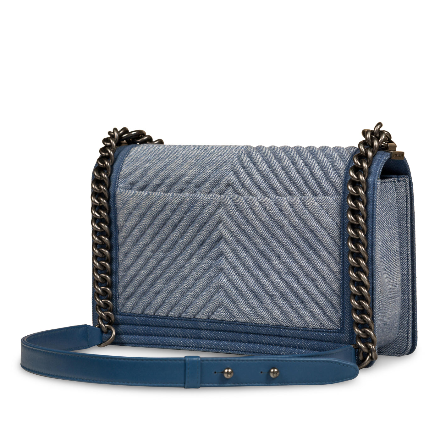 Denim Chevron Boy Bag - Medium