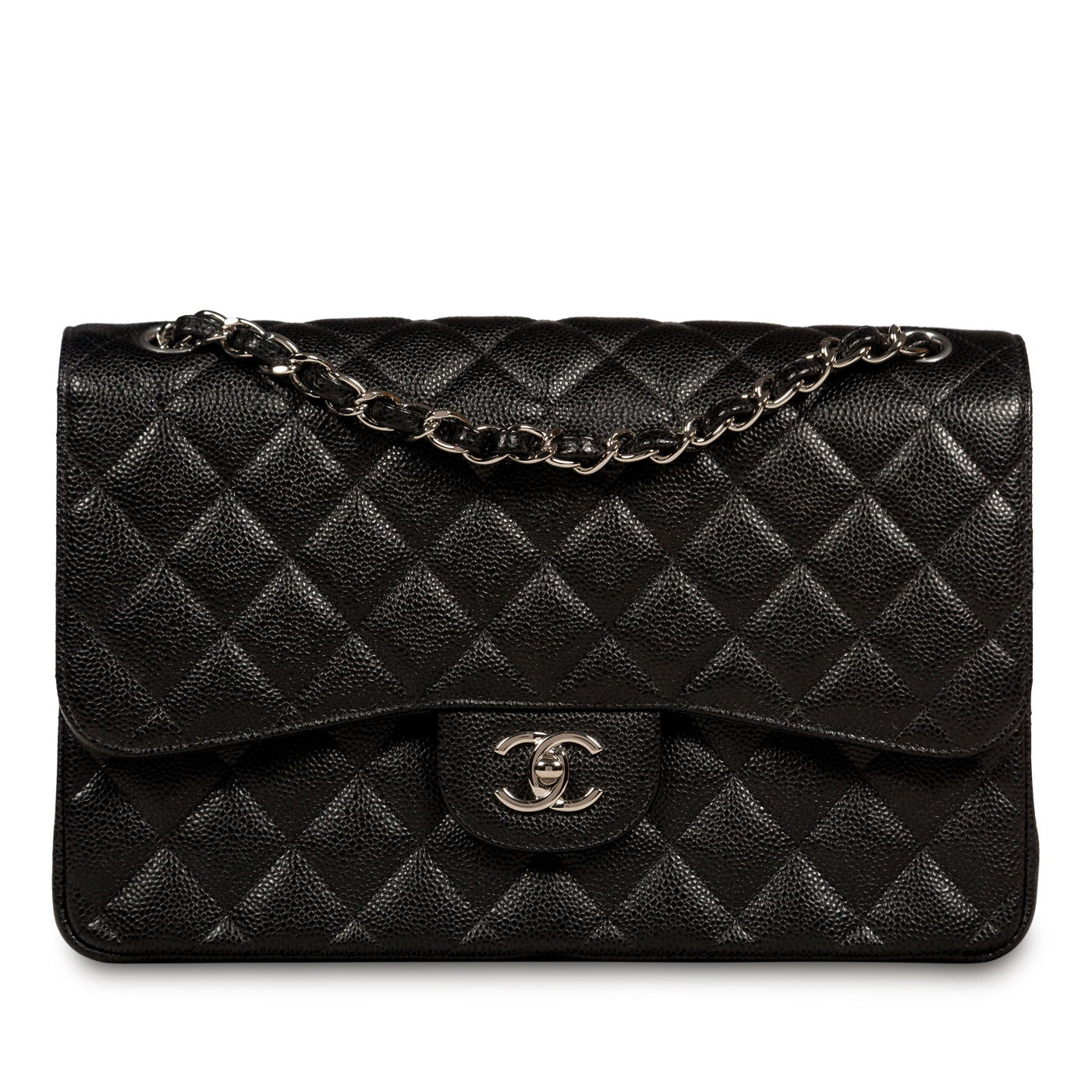 Chanel - Classic Flap Bag - Jumbo - SHW - Black Caviar - Pre