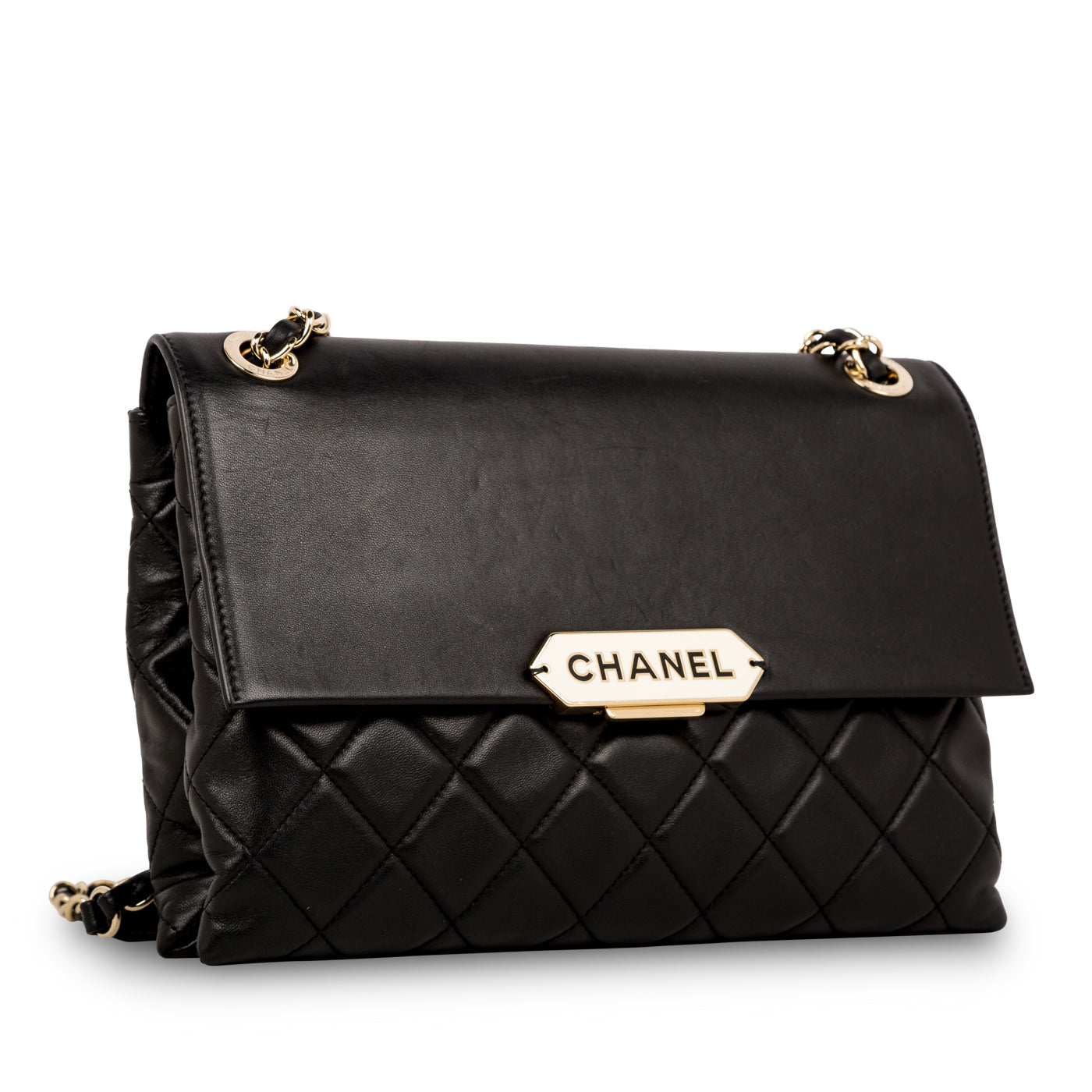 Retro Label Quilted Shoulder Bag