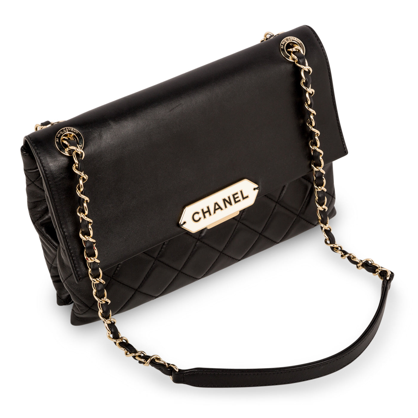 Retro Label Quilted Shoulder Bag